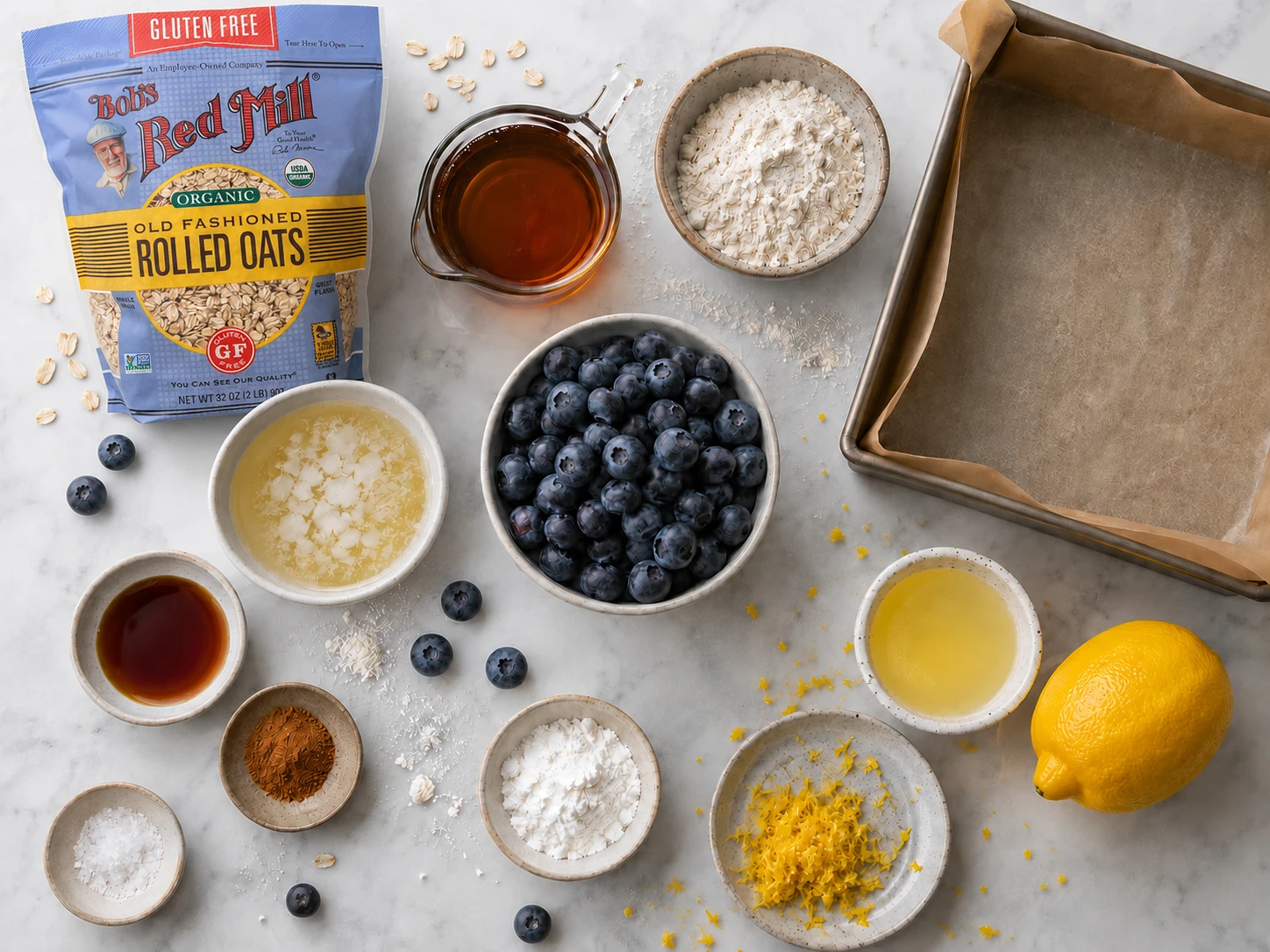 Blueberry Oat Crumble Bars preparation