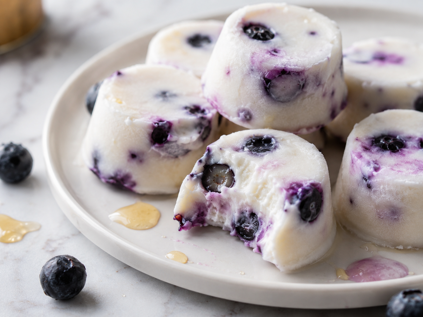 Blueberry Yogurt Frozen Bites close up