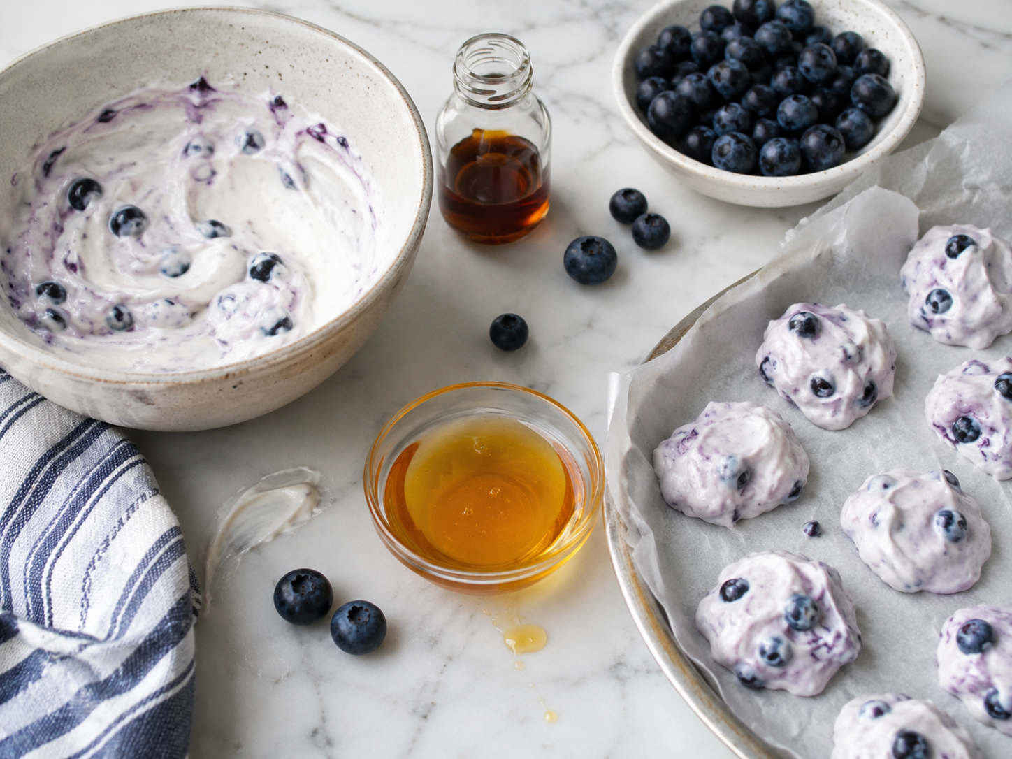 Blueberry Yogurt Frozen Bites preparation