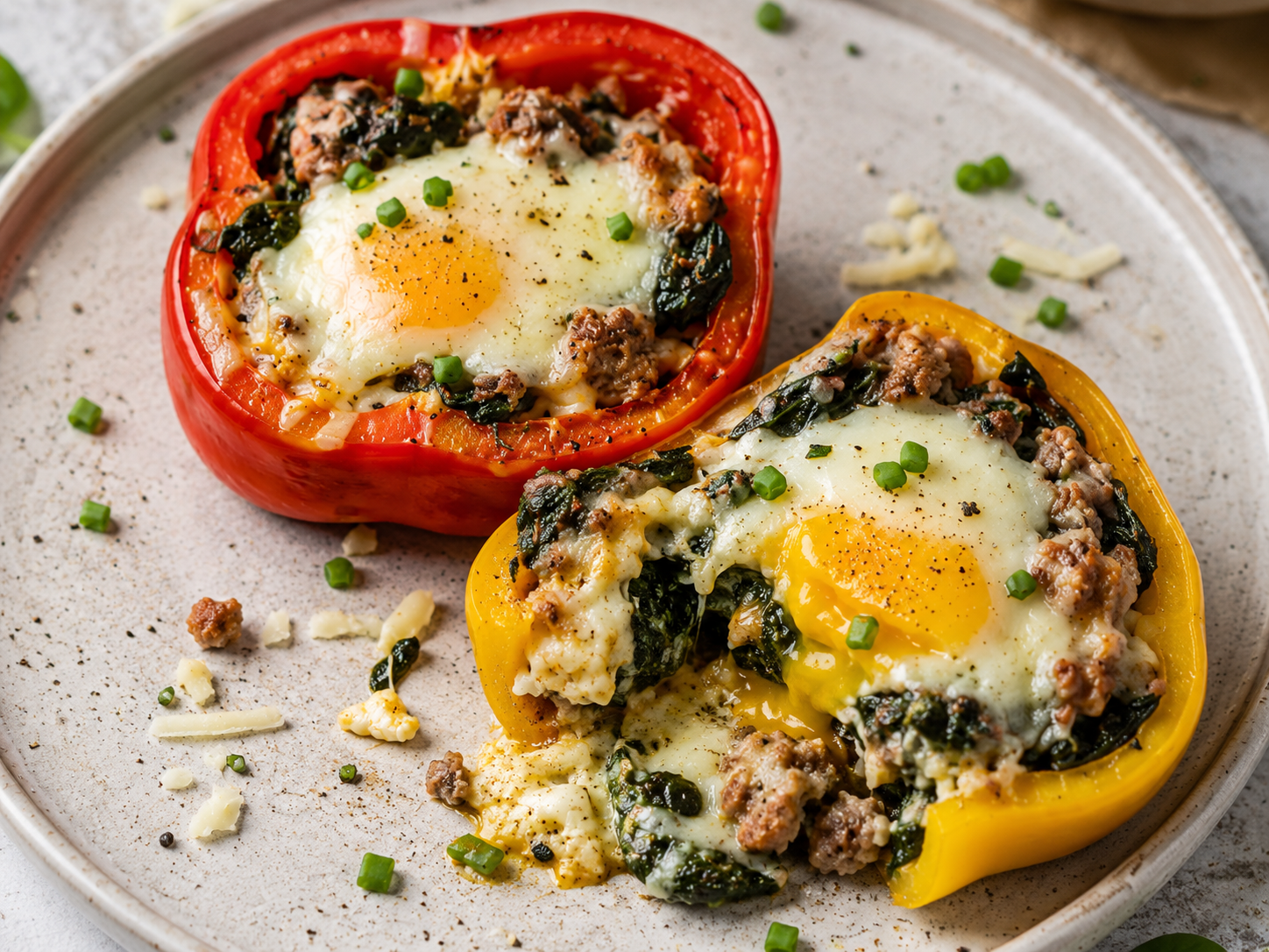 Breakfast Stuffed Bell Peppers close up