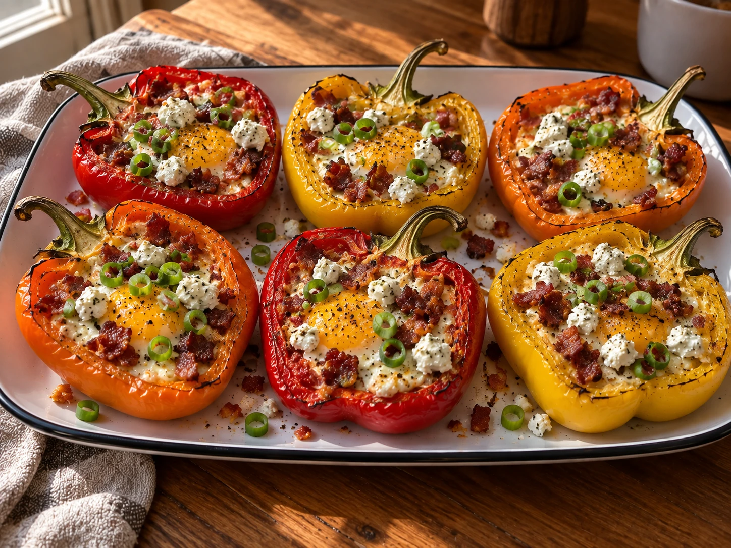 Bacon & Goat Cheese Breakfast Stuffed Peppers