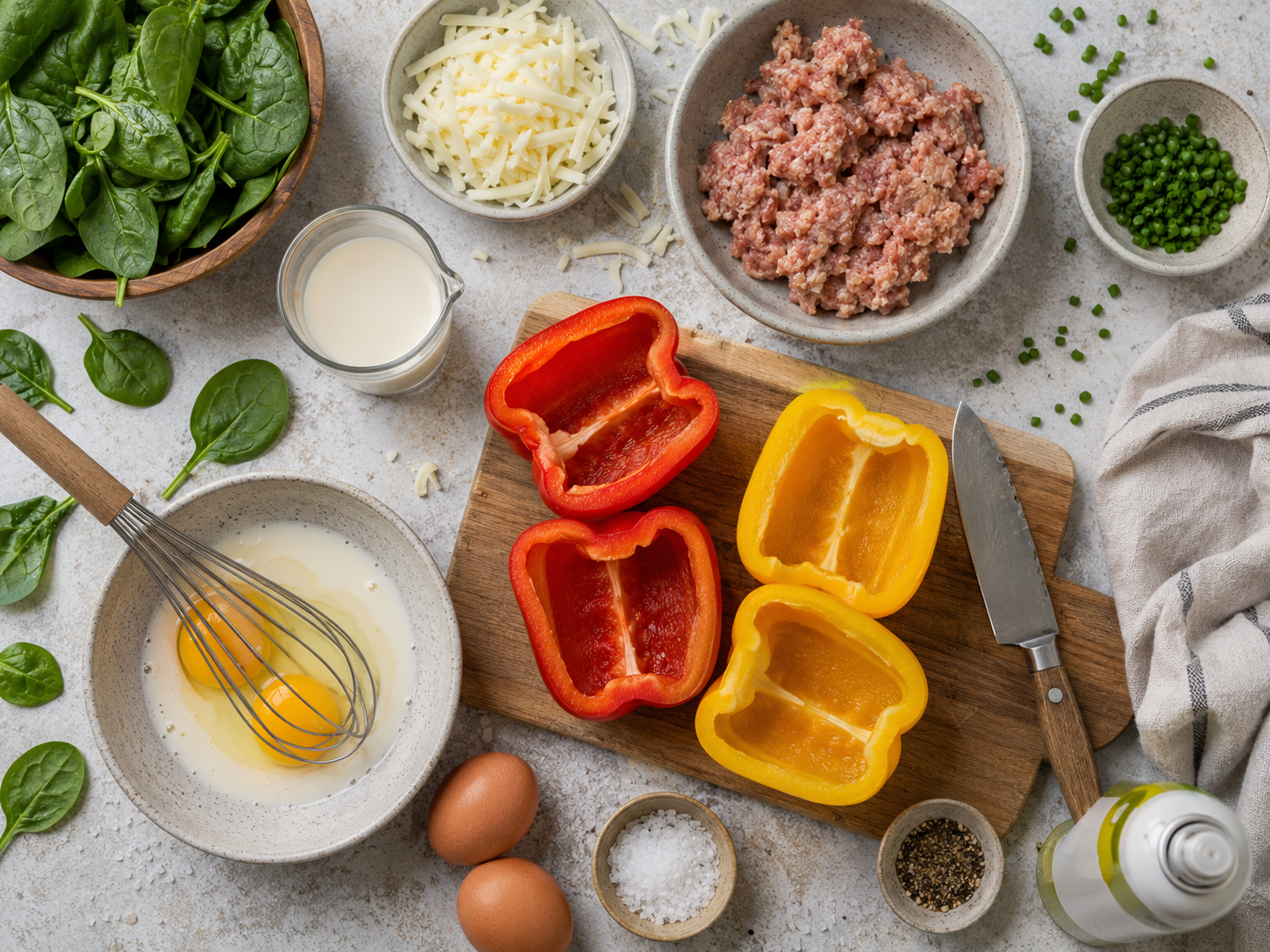 Breakfast Stuffed Bell Peppers preparation