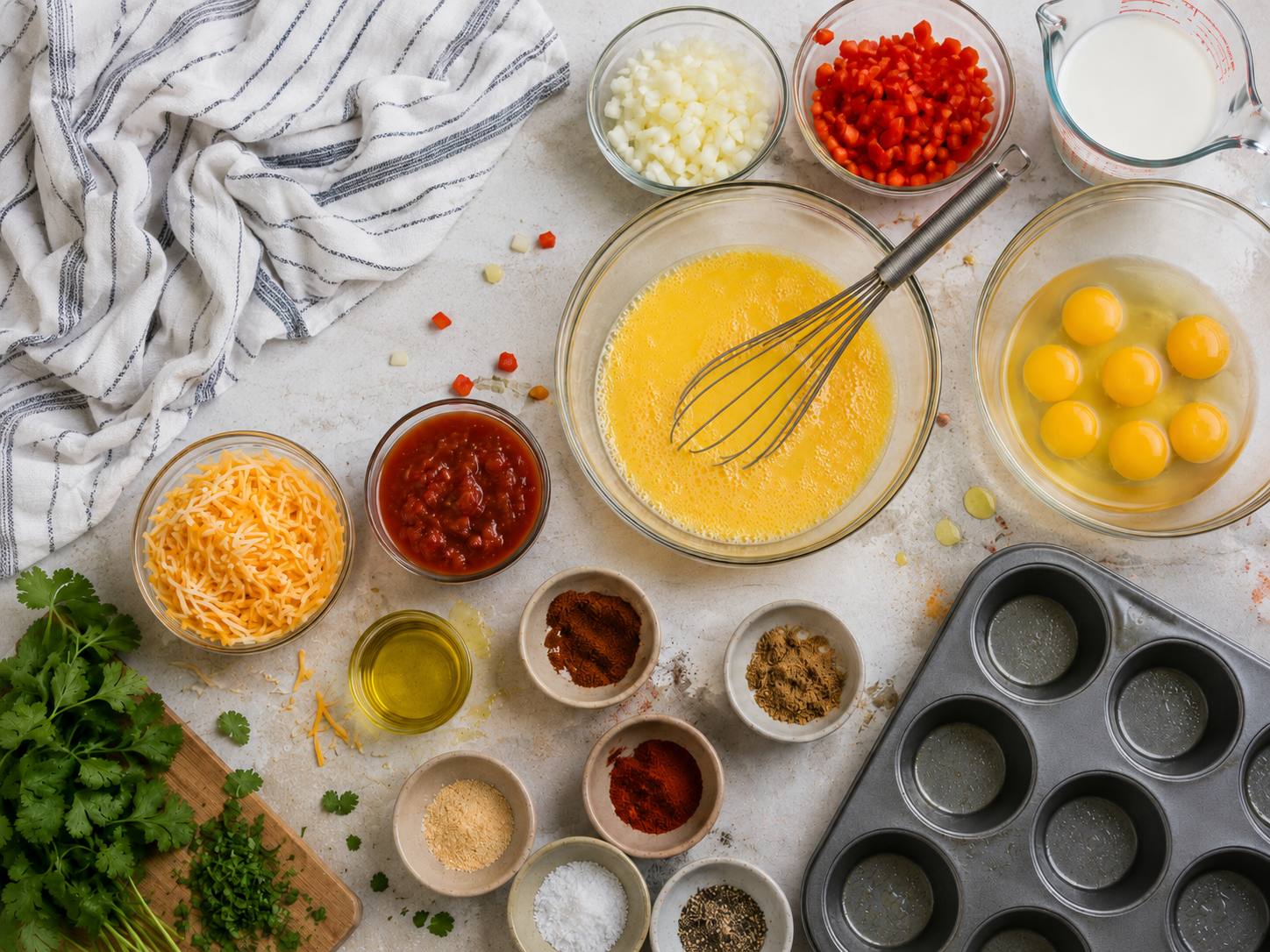 Breakfast Taco Egg Cups preparation