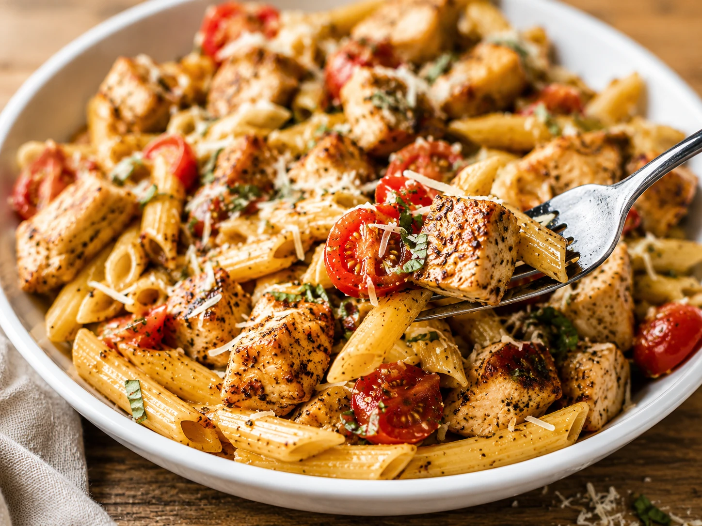Bruschetta Chicken Pasta close up