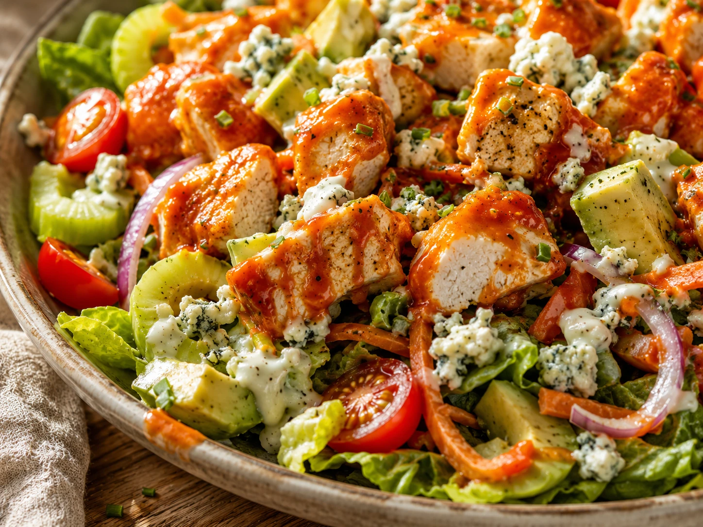 Buffalo Chicken Avocado Salad close up