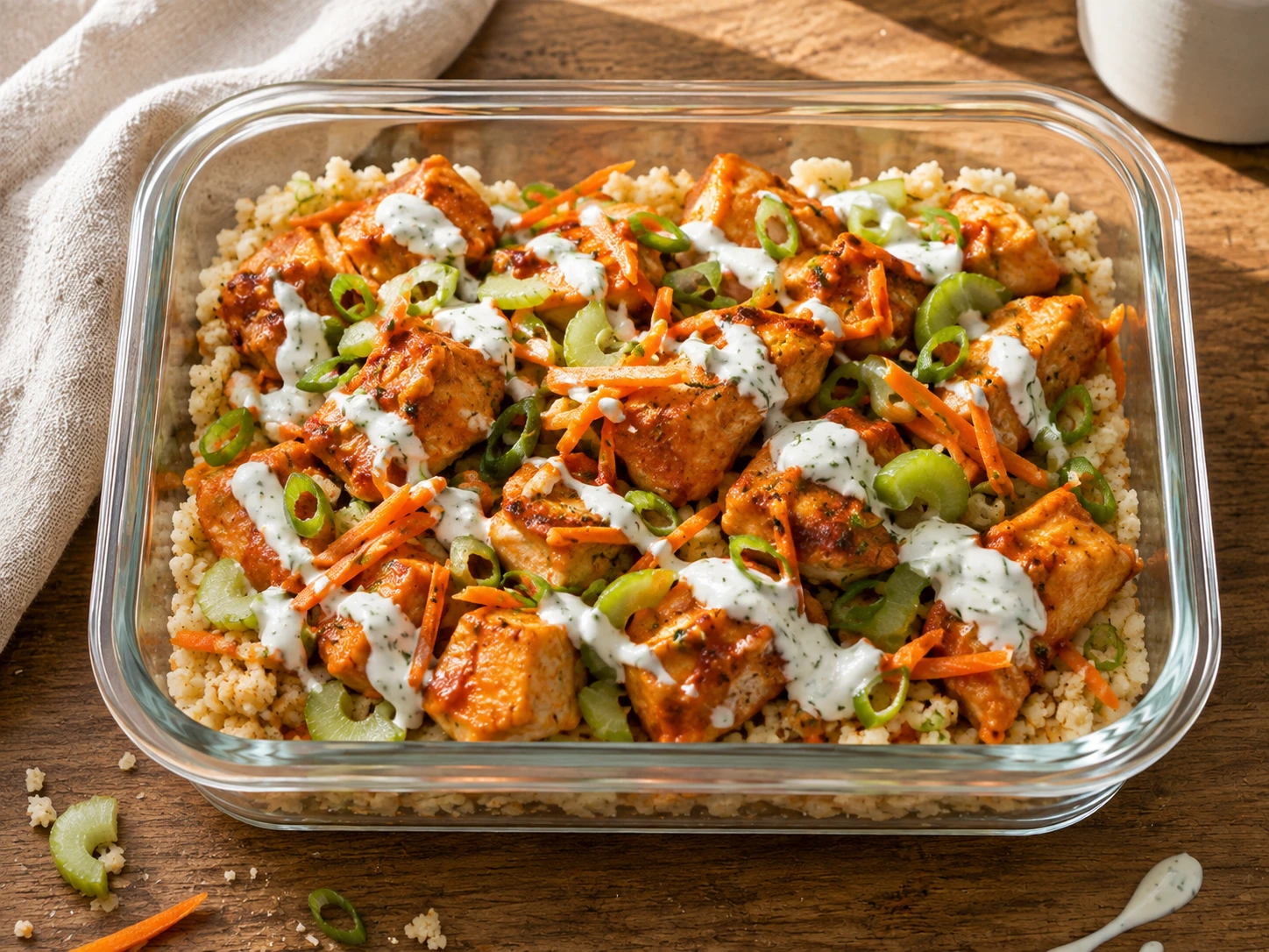 Buffalo Chicken Cauliflower Rice Bowls