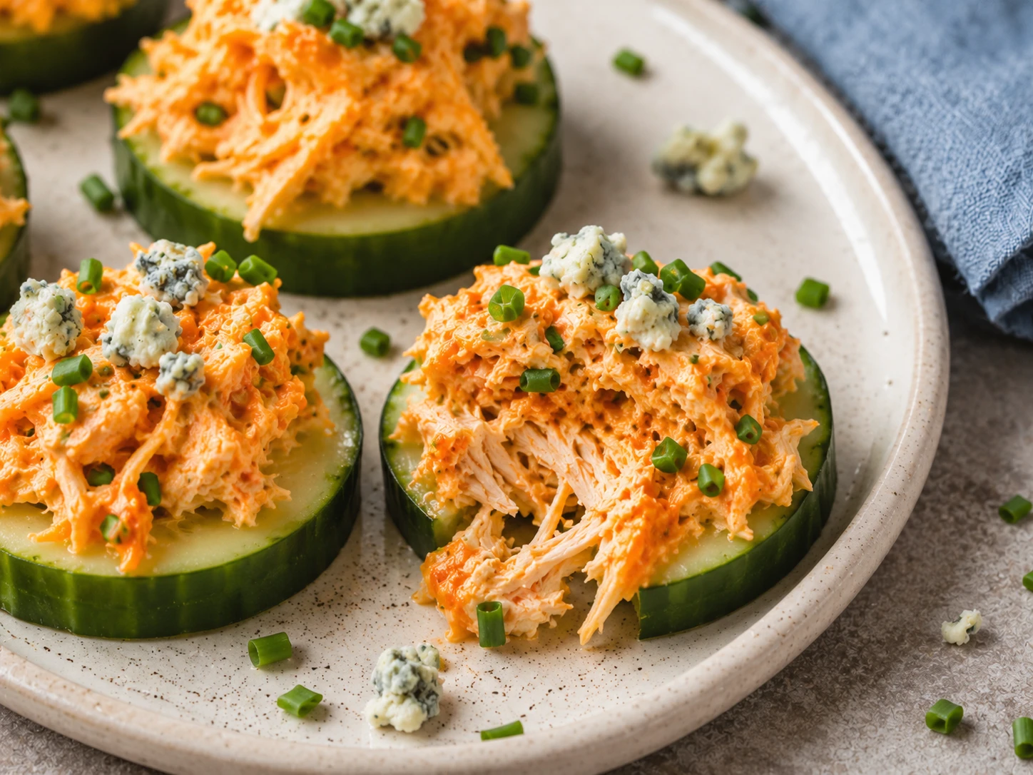 Buffalo Chicken Cucumber Bites