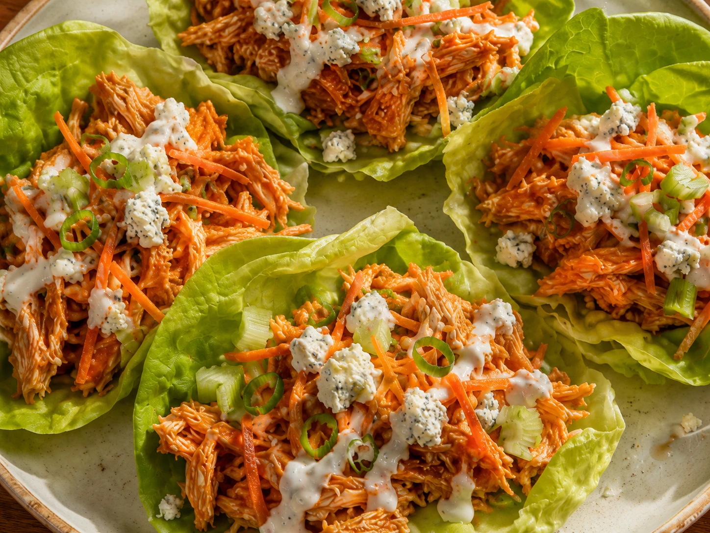 Buffalo Chicken Lettuce Wraps close up