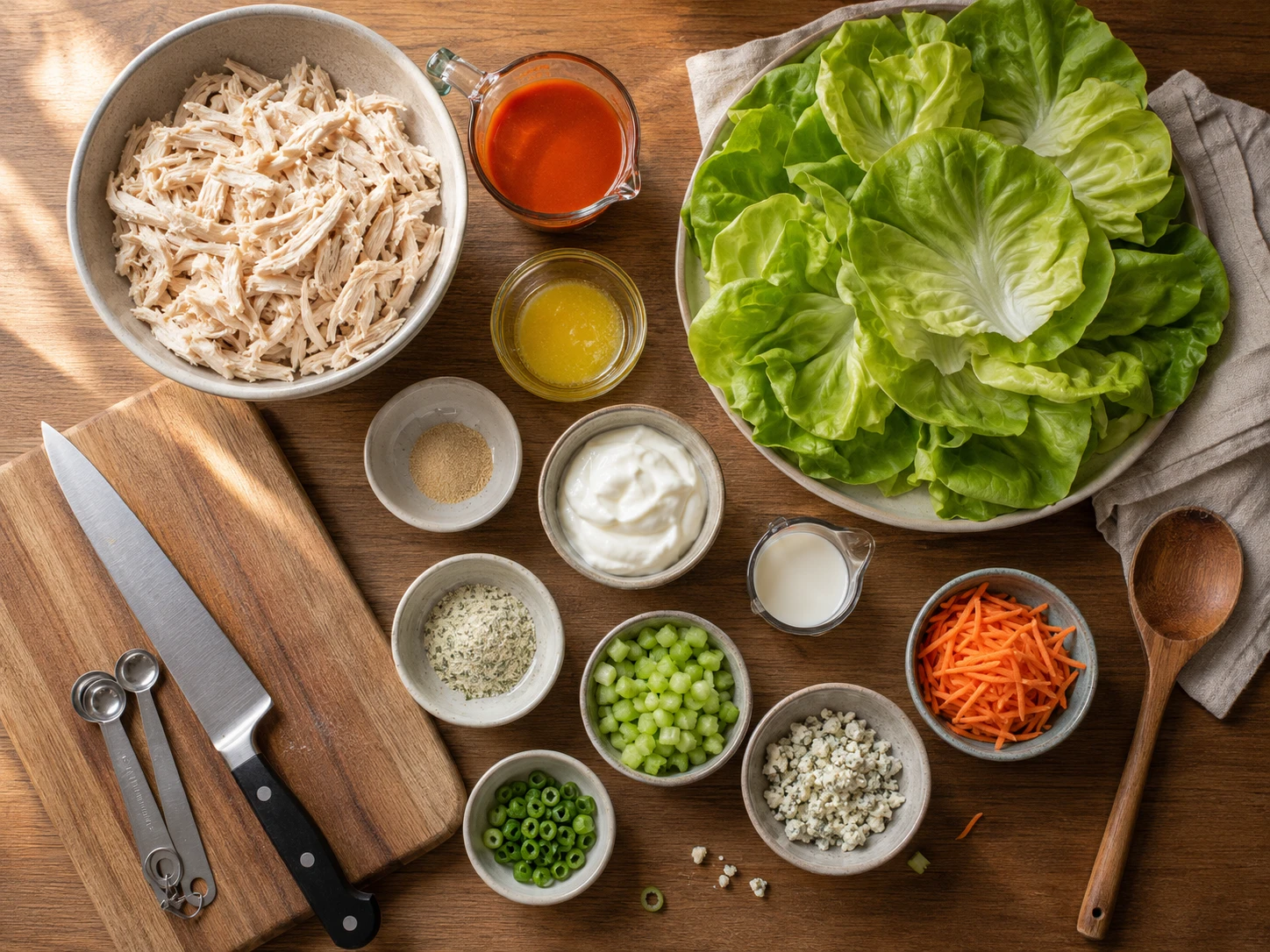 Buffalo Chicken Lettuce Wraps preparation