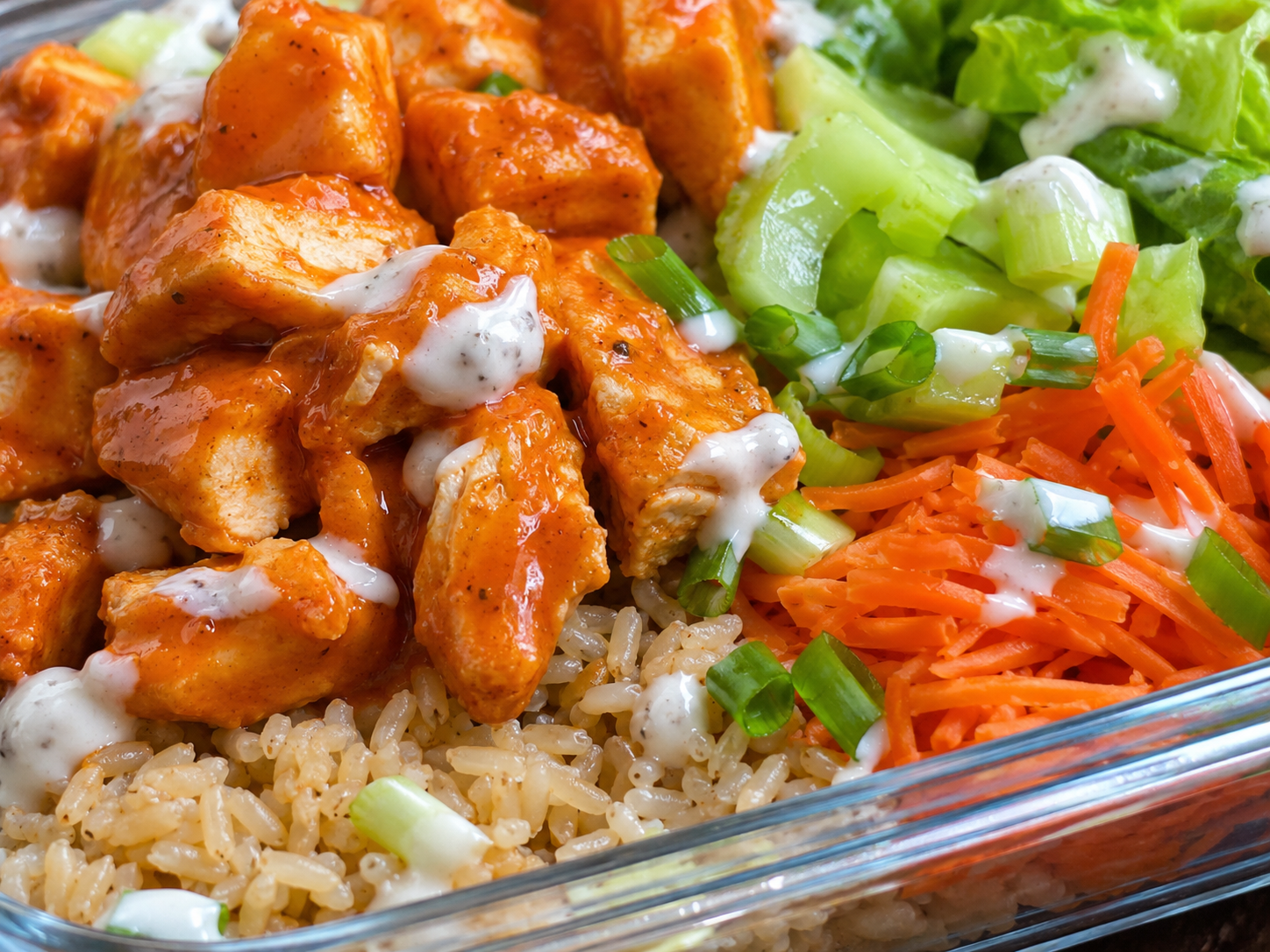 Buffalo Chicken Meal Prep Bowls close up