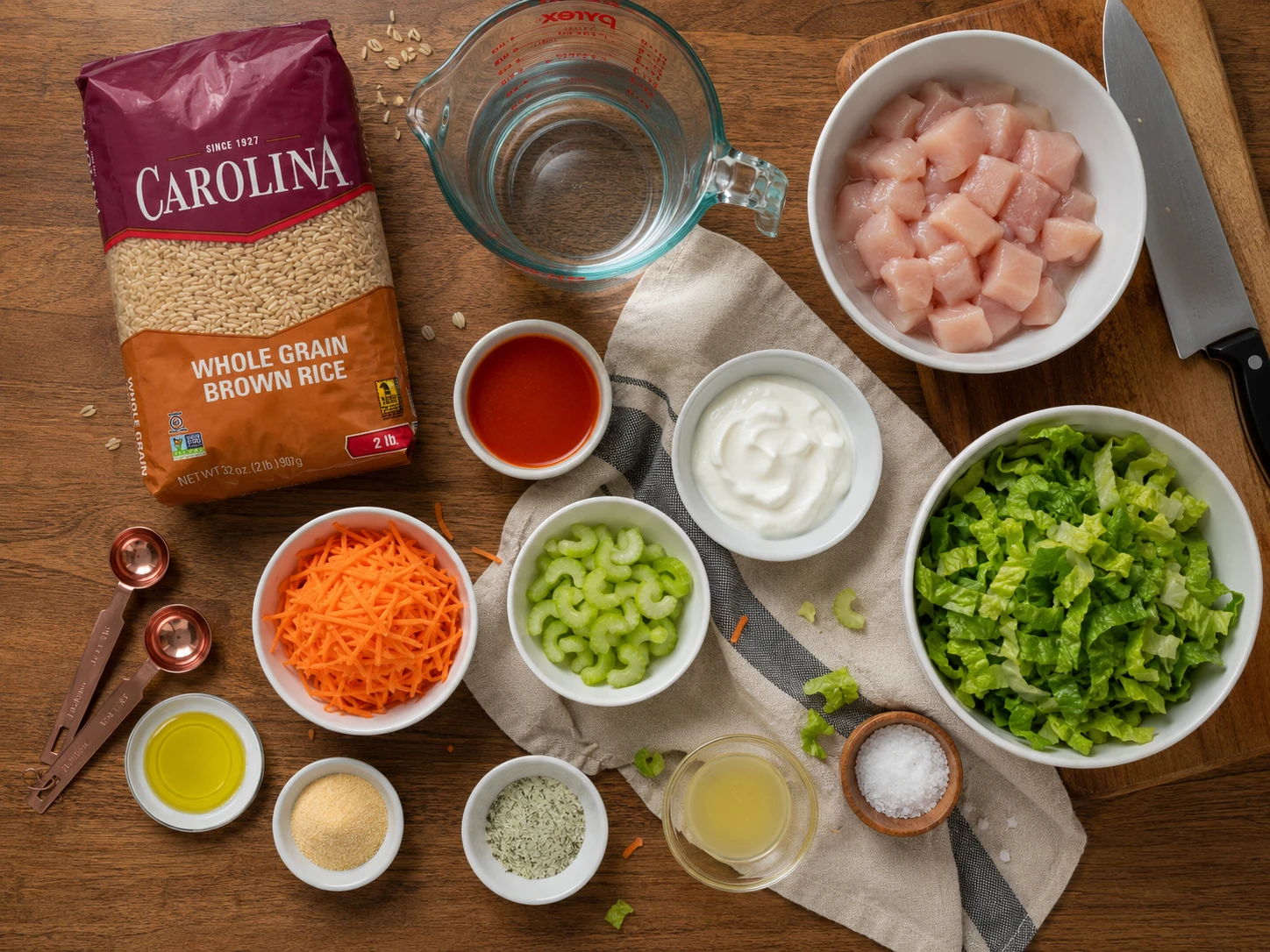 Buffalo Chicken Meal Prep Bowls preparation