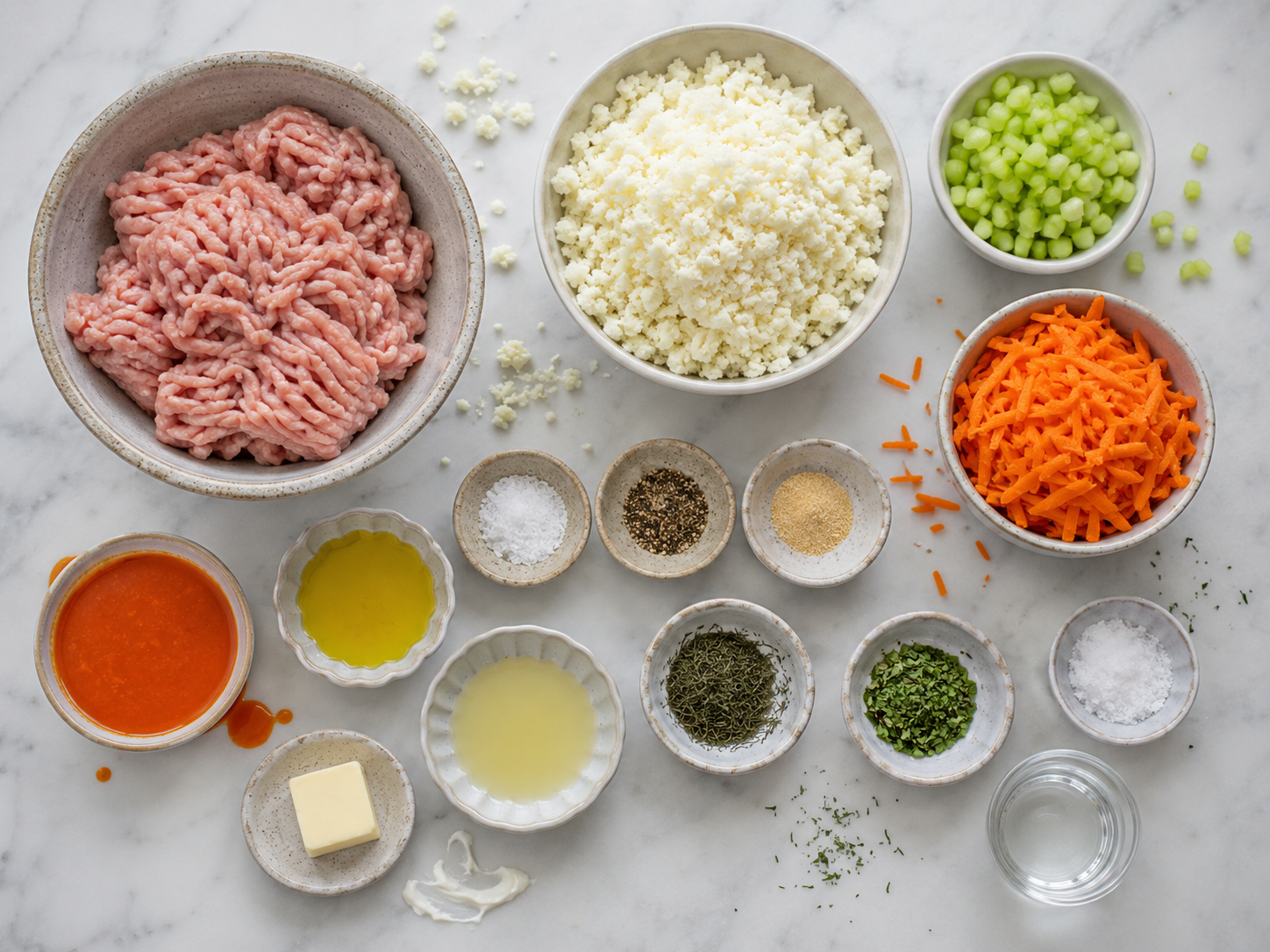Buffalo Turkey Cauliflower Rice Bowls preparation