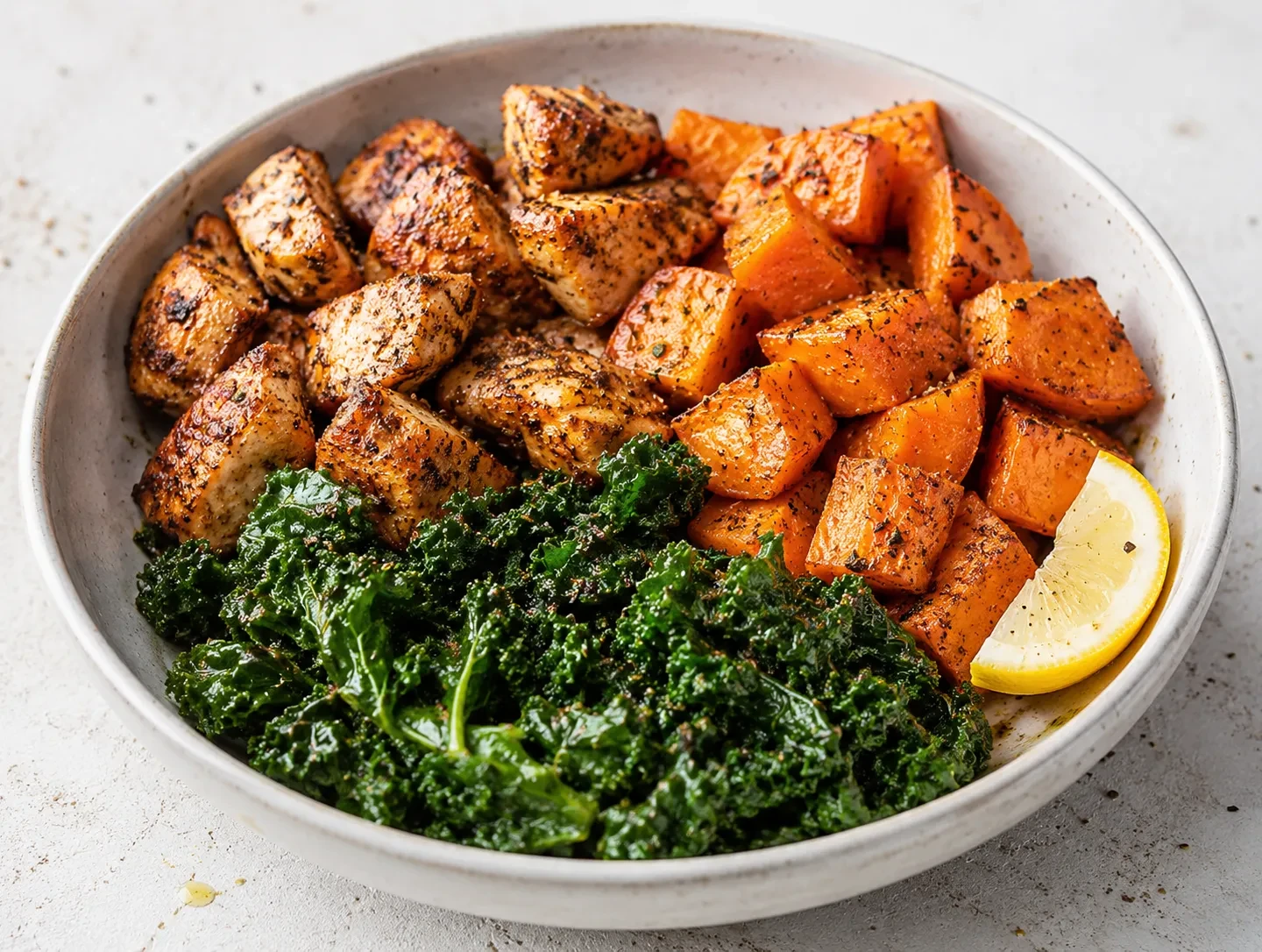 Cajun Chicken Sweet Potato Bowls aerial view