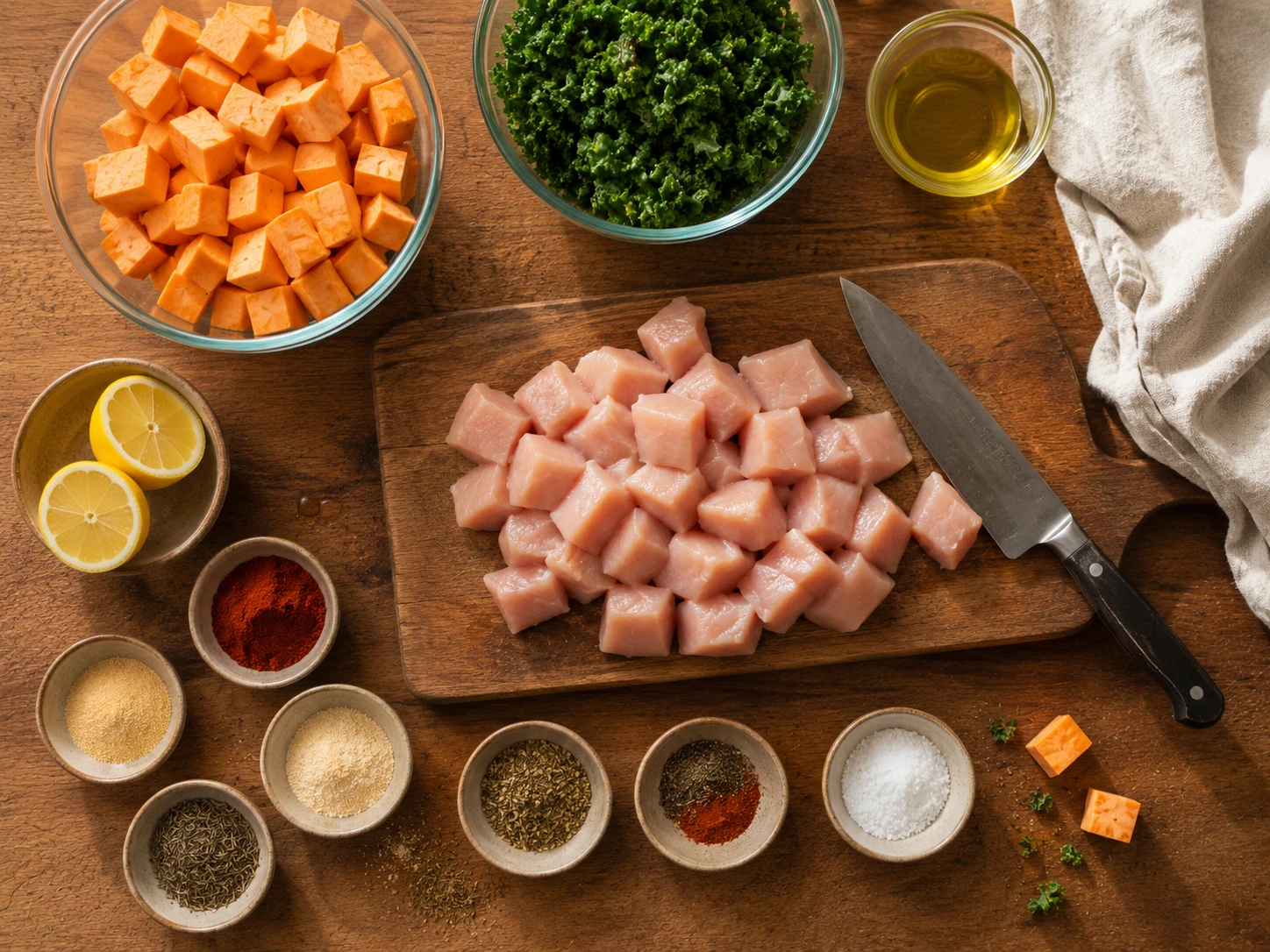 Cajun Chicken Sweet Potato Bowls preparation