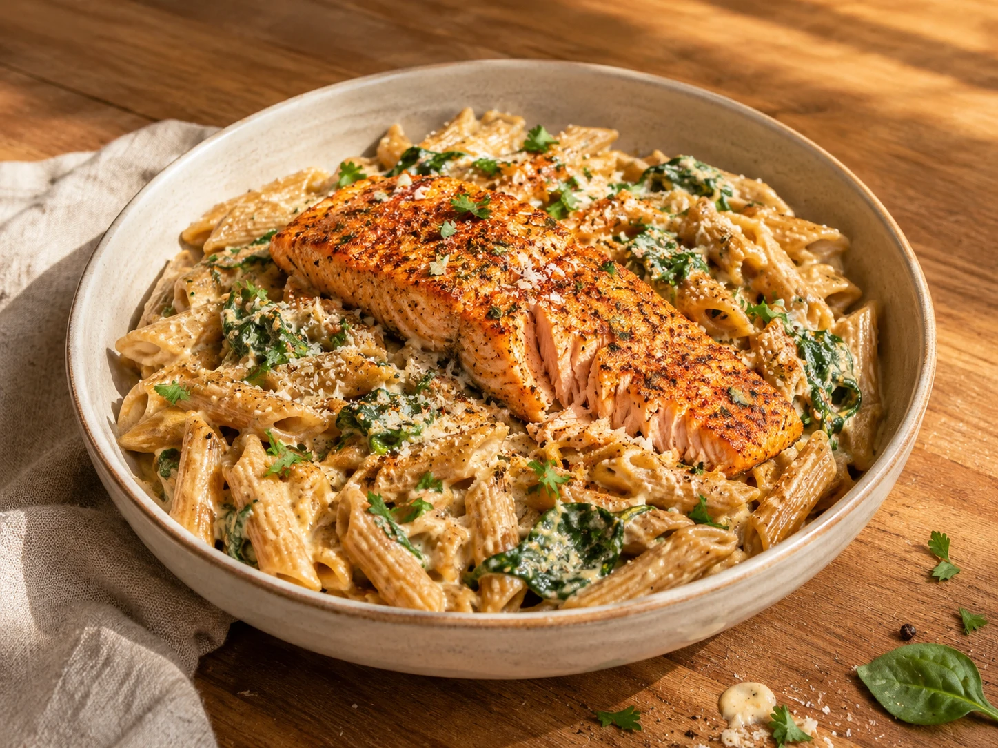 Cajun Salmon Protein Pasta