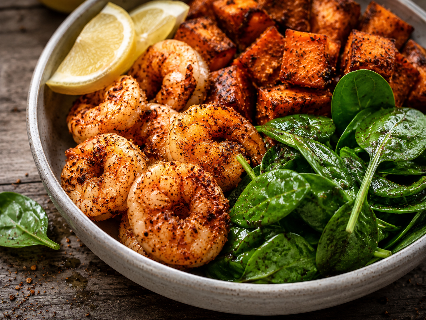 Cajun Shrimp Sweet Potato Bowls close up