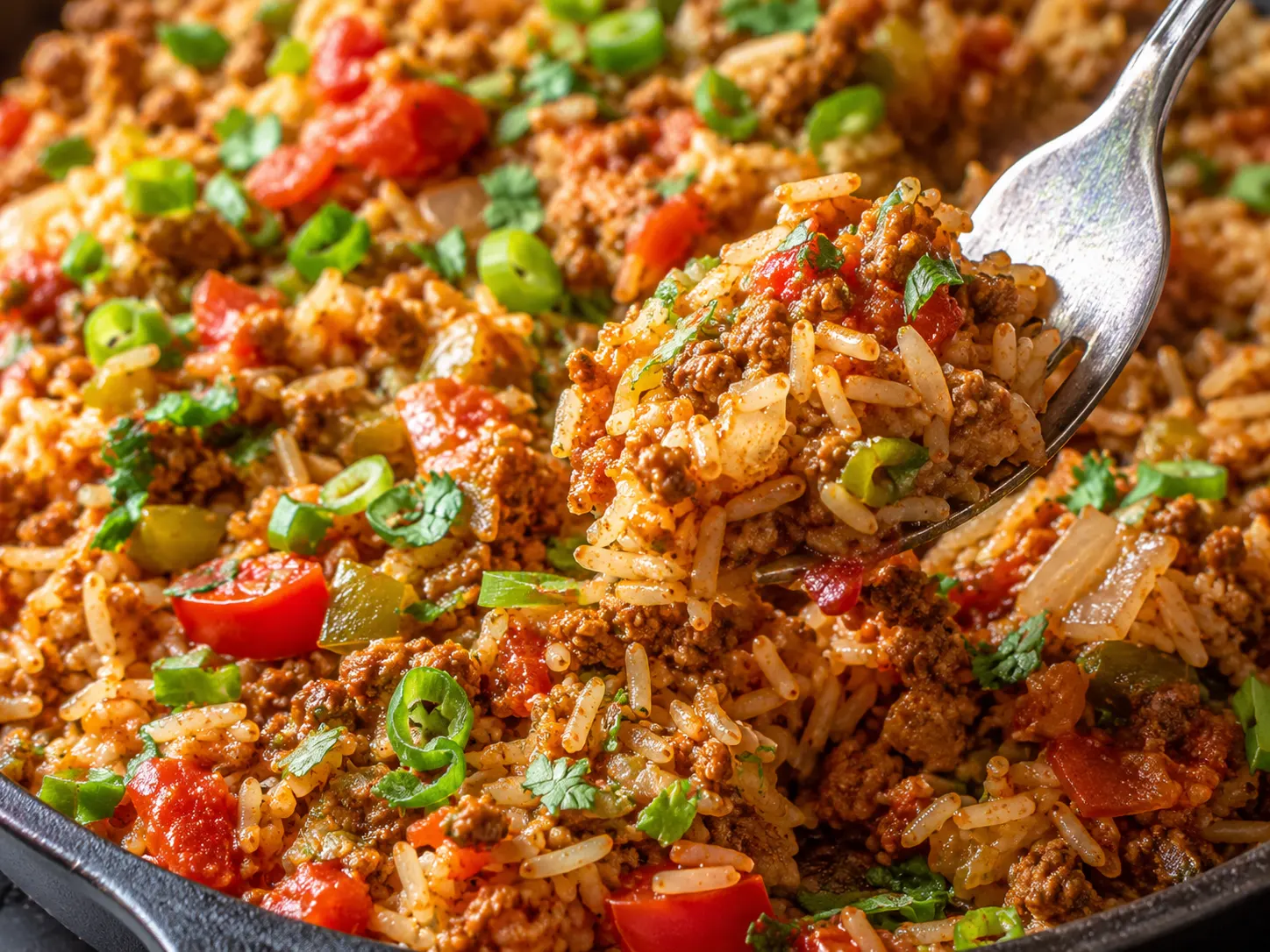 Cajun Turkey Rice Skillet close up