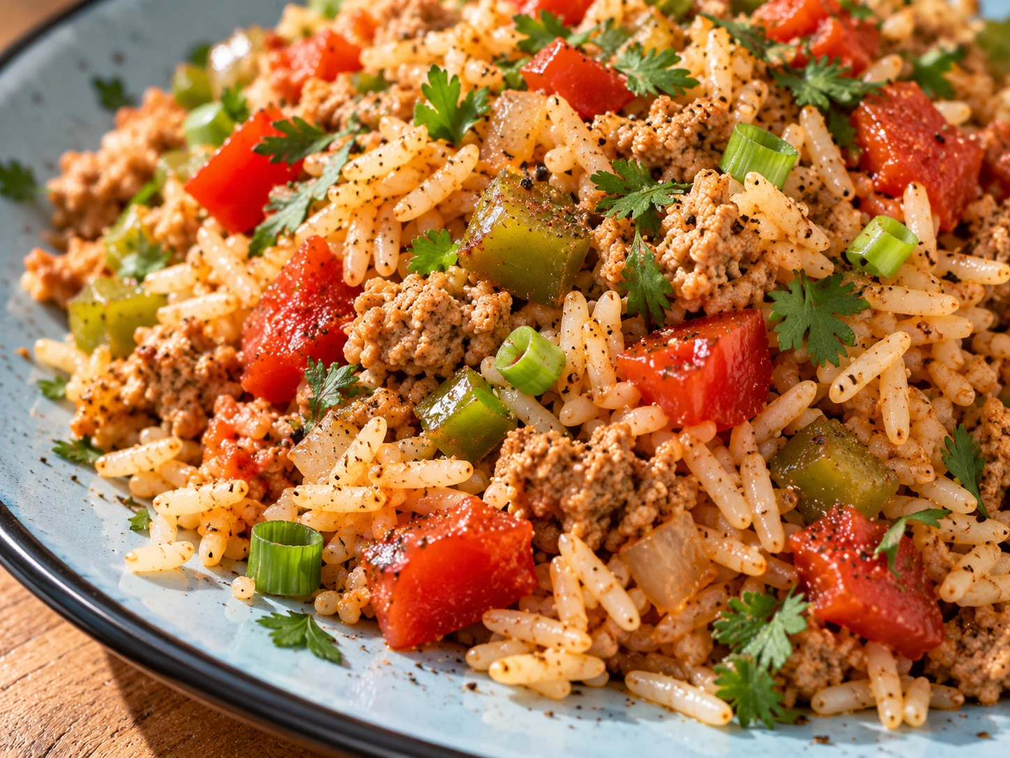 Cajun Turkey Rice Skillet close up