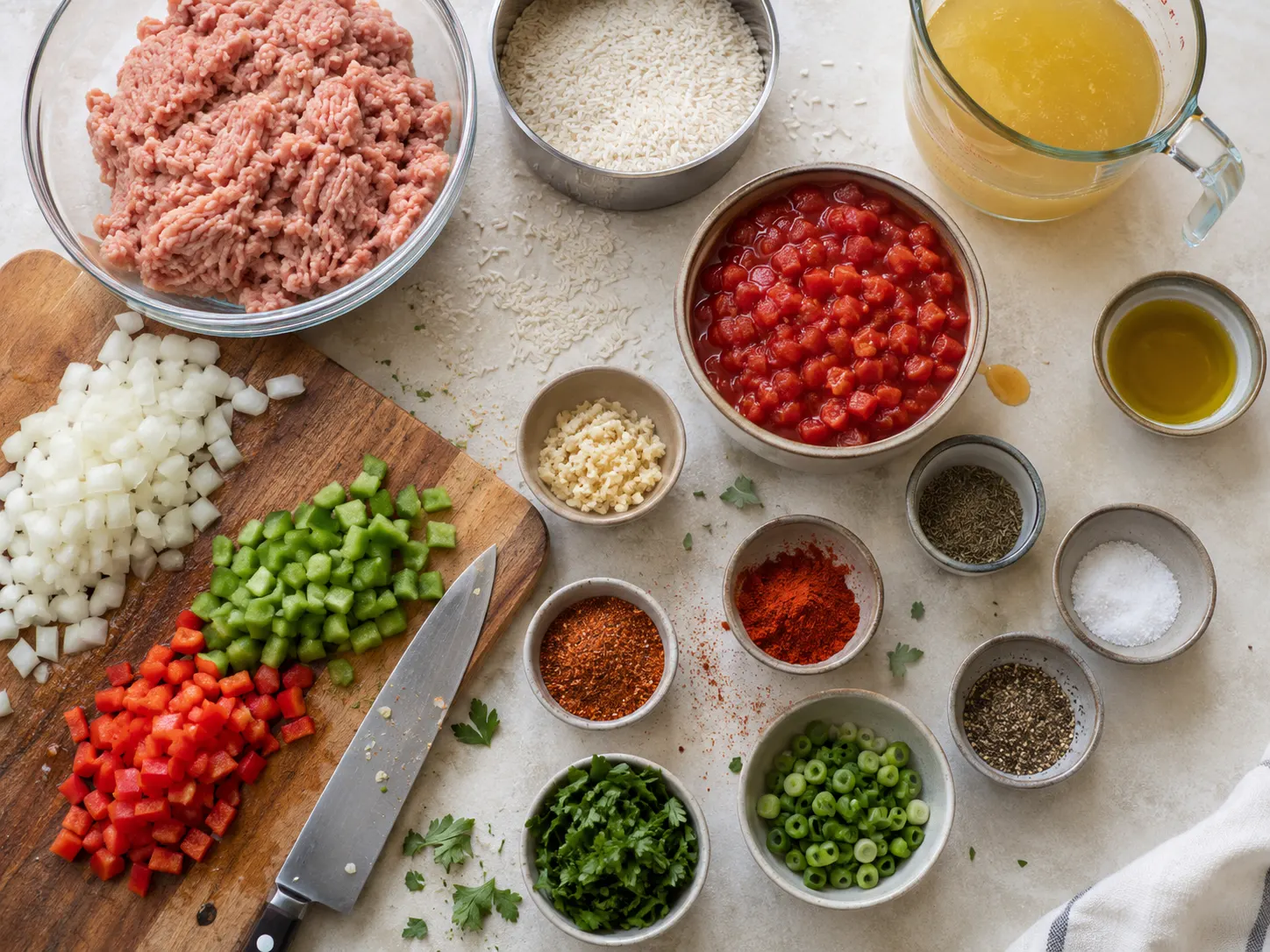 Cajun Turkey Rice Skillet preparation