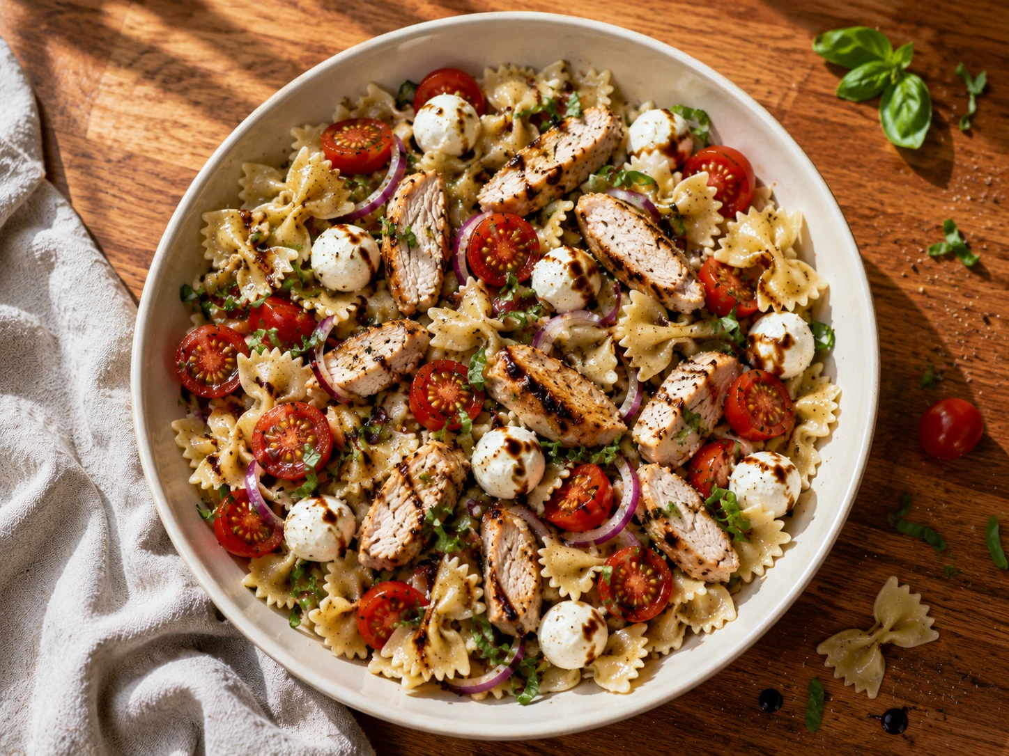 Caprese Chicken Pasta Salad