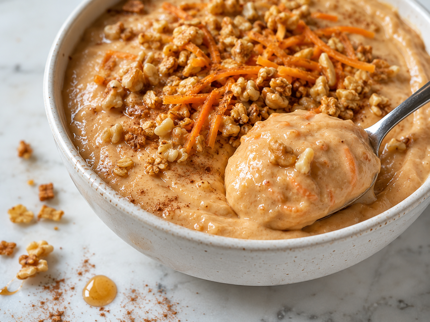 Carrot Cake Protein Smoothie Bowl close up