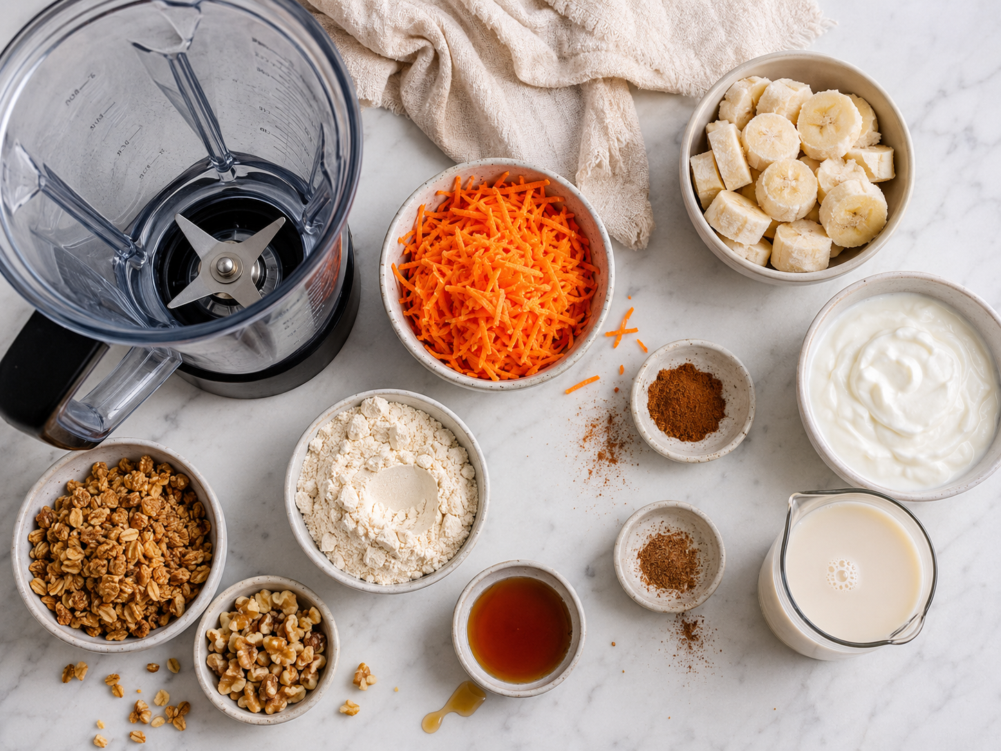 Carrot Cake Protein Smoothie Bowl preparation
