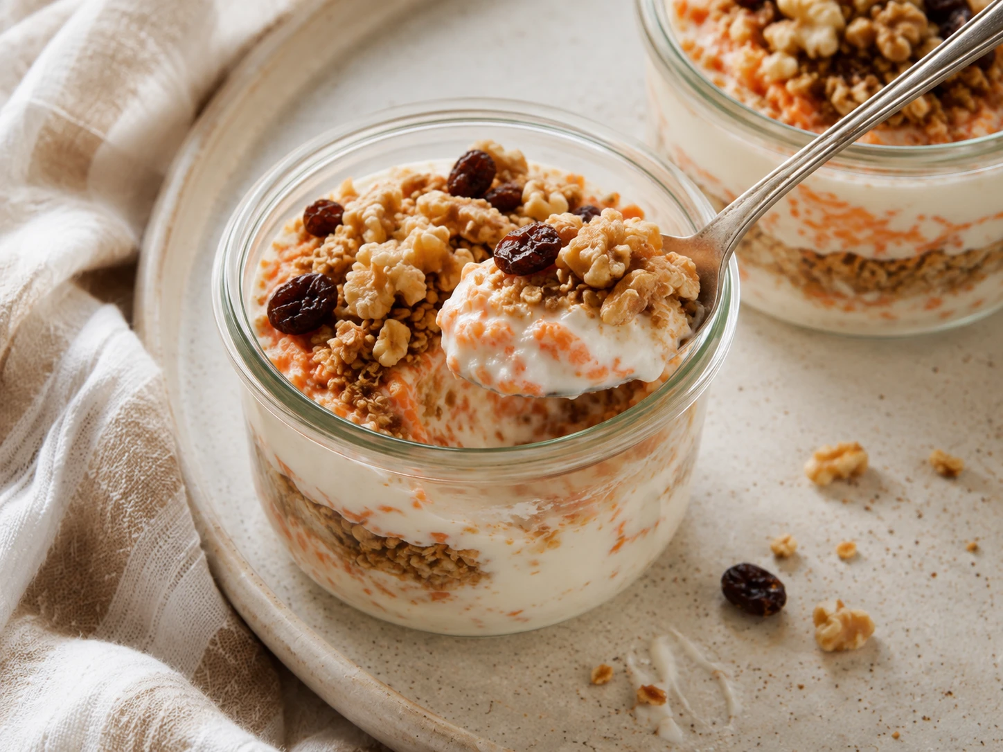 Carrot Cake Yogurt Cups close up