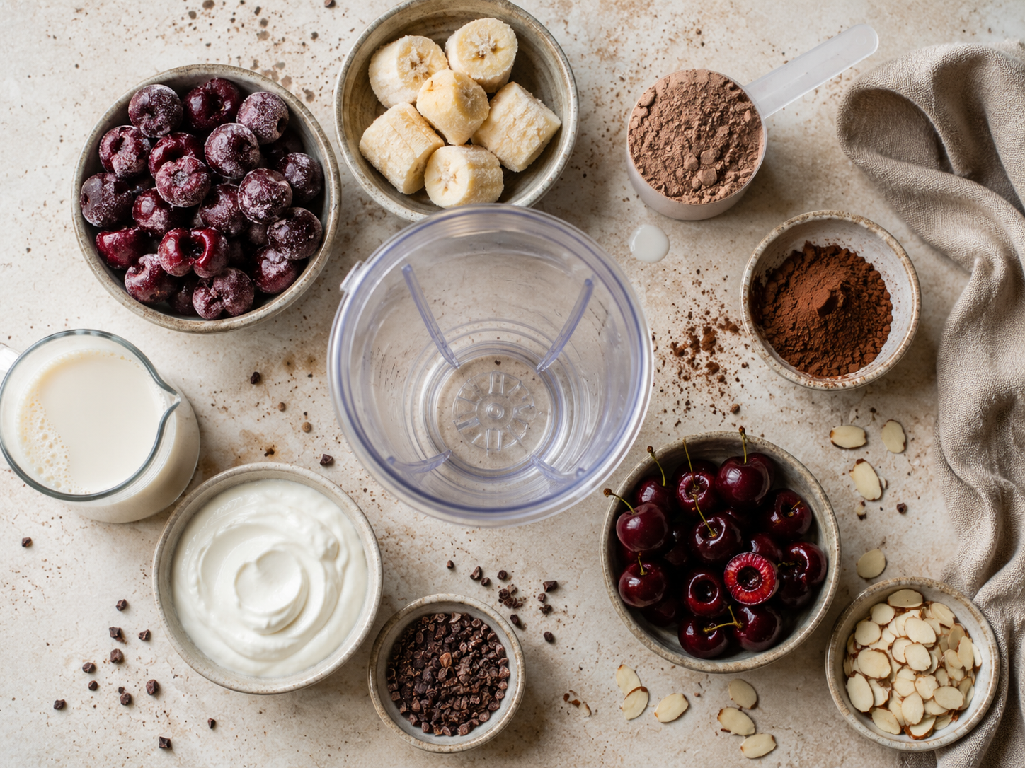 Cherry Chocolate Protein Smoothie Bowl preparation