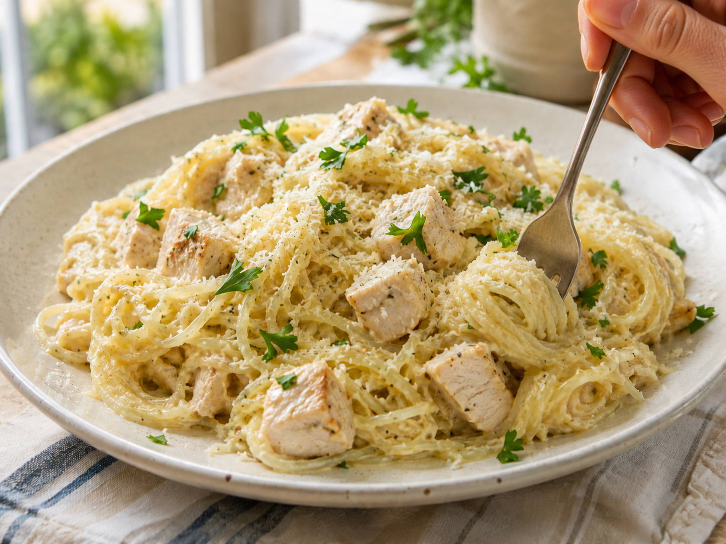 Chicken Alfredo Spaghetti Squash