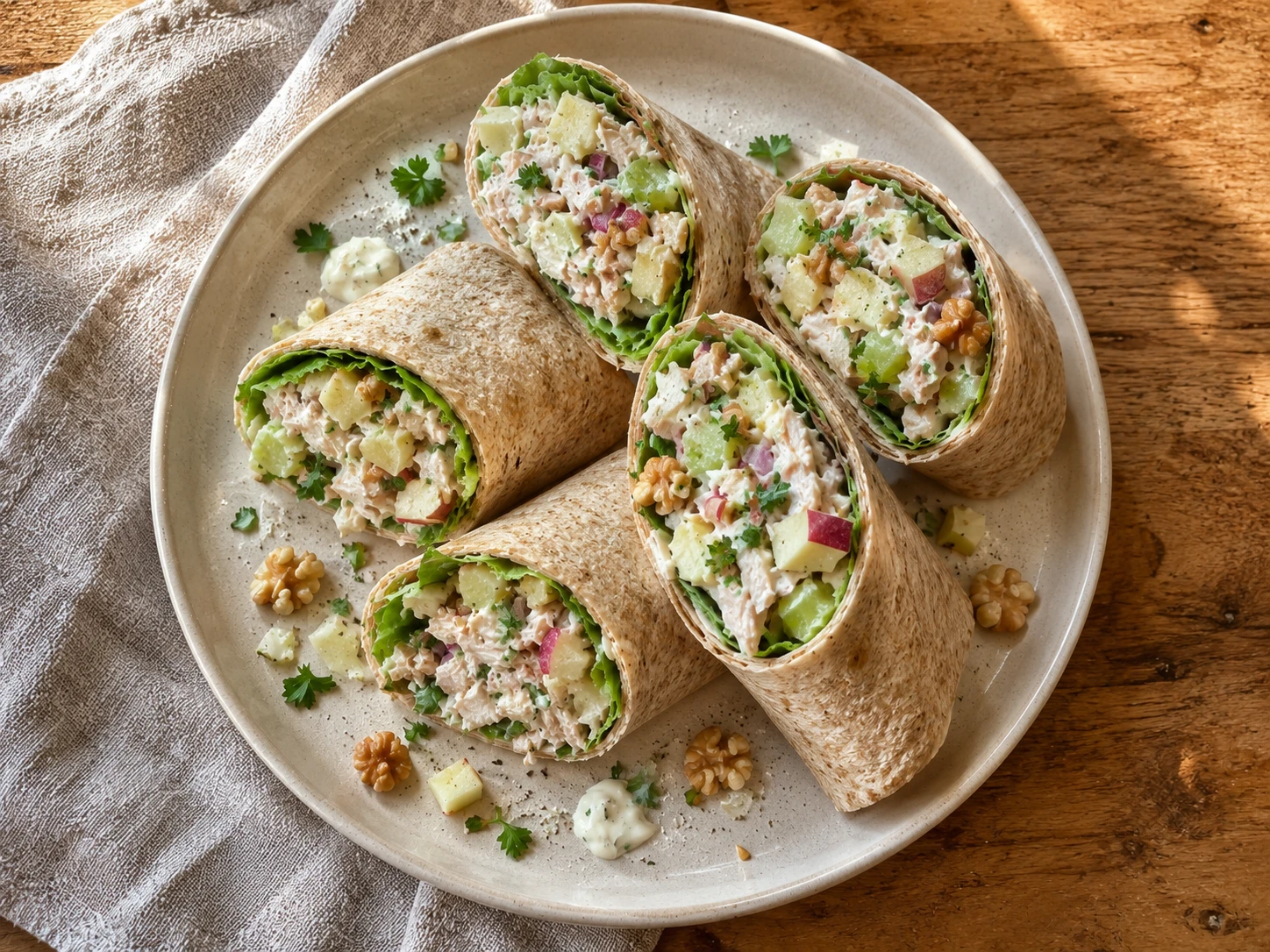 Chicken Apple Walnut Salad Wrap aerial view