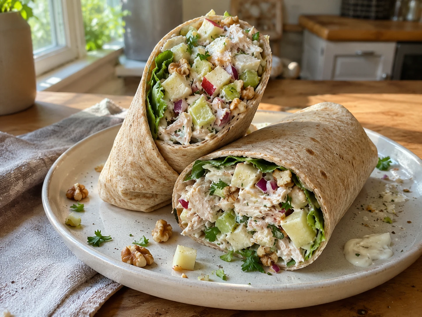 Chicken Apple Walnut Salad Wrap