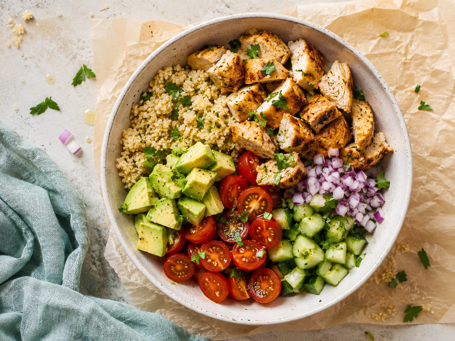 Chicken Avocado Quinoa Salad Bowl