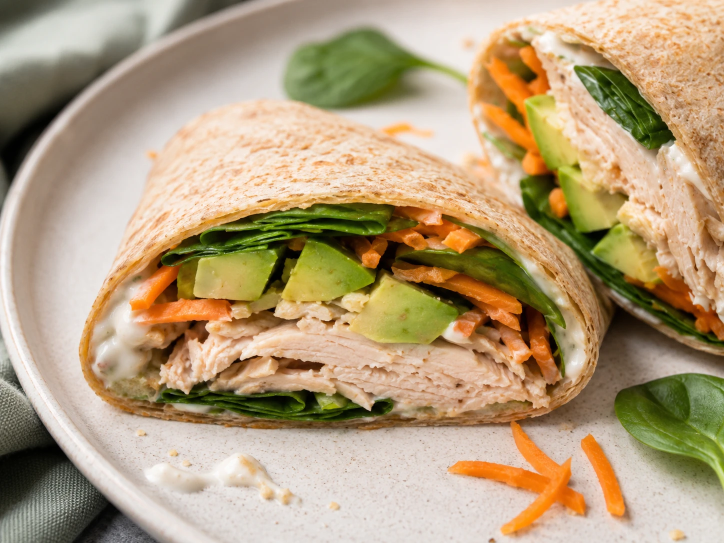 Chicken Avocado Snack Wraps close up