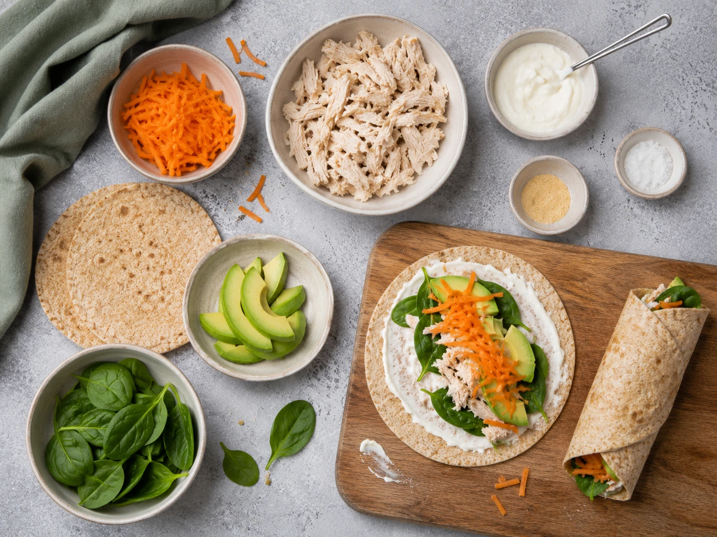 Chicken Avocado Snack Wraps preparation