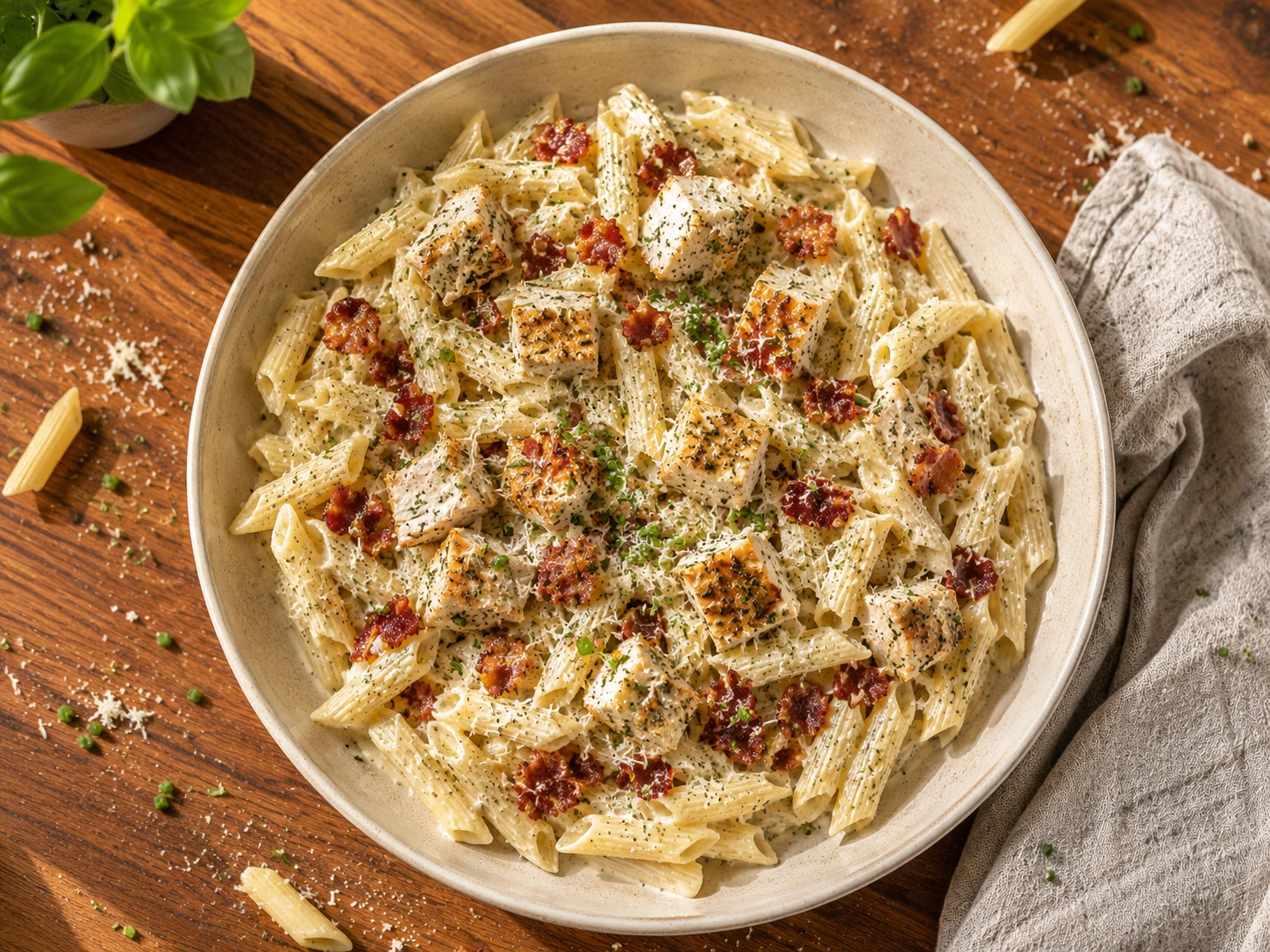 Chicken Bacon Ranch Protein Pasta aerial view