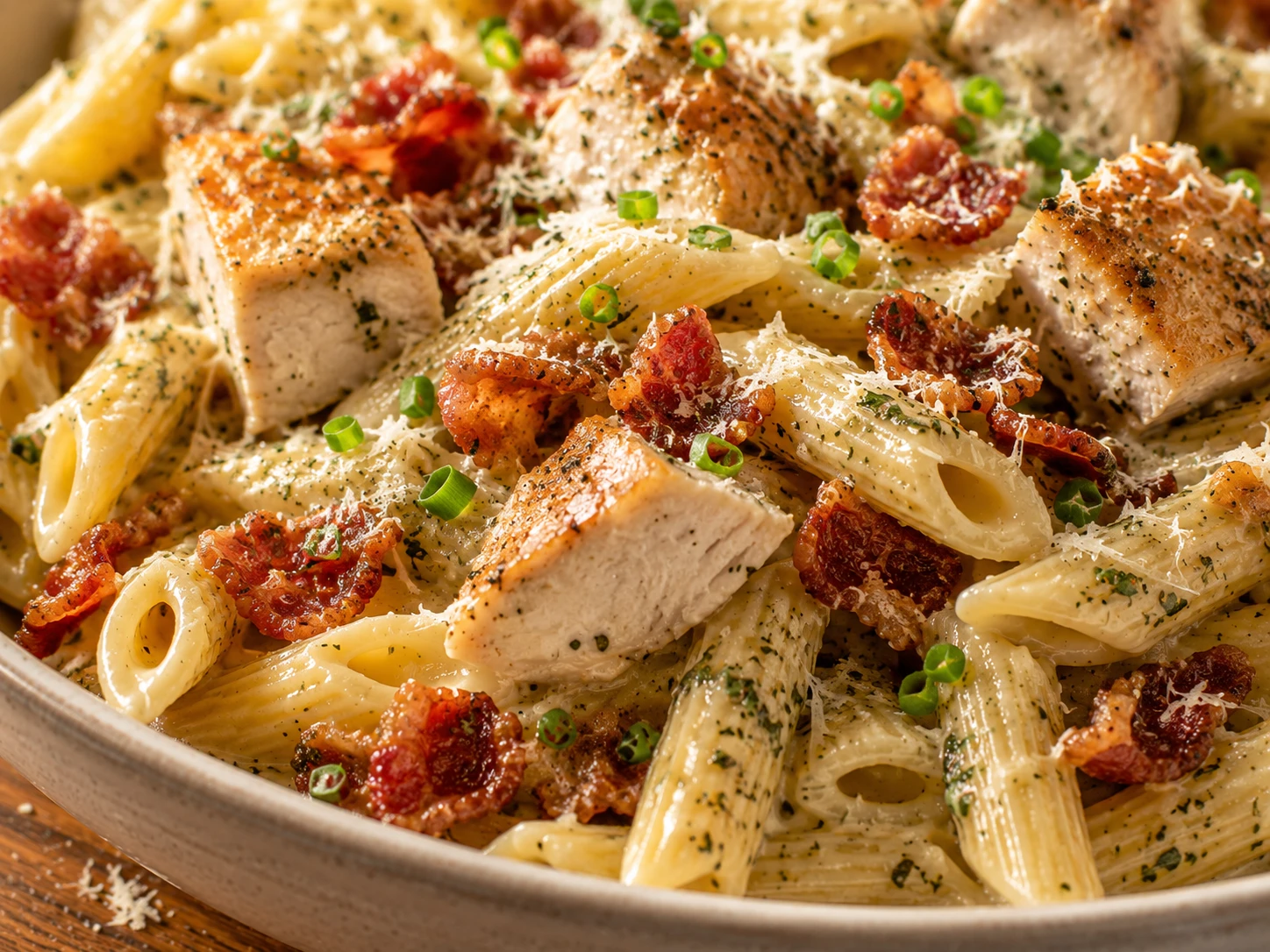 Chicken Bacon Ranch Protein Pasta close up