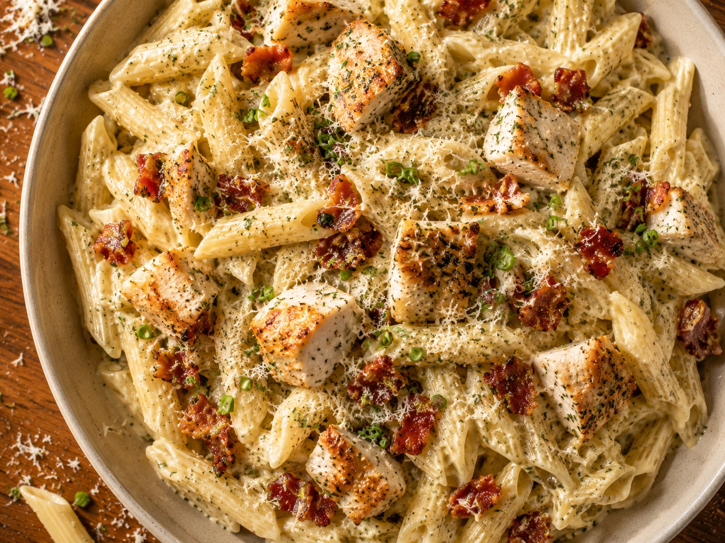 Chicken Bacon Ranch Protein Pasta preparation