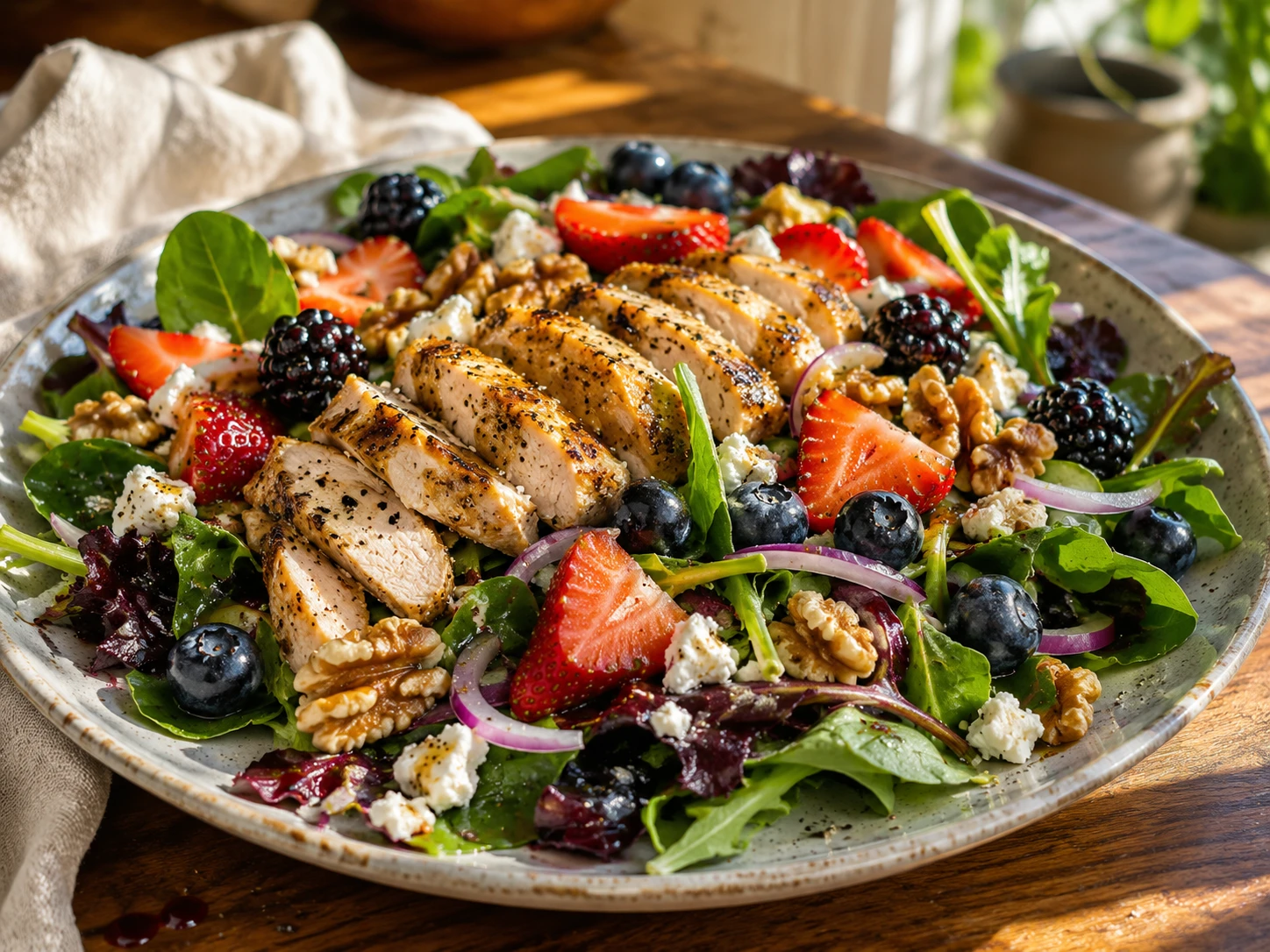 Chicken Berry Walnut Salad aerial view