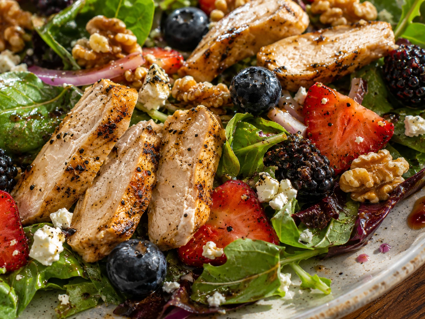 Chicken Berry Walnut Salad close up