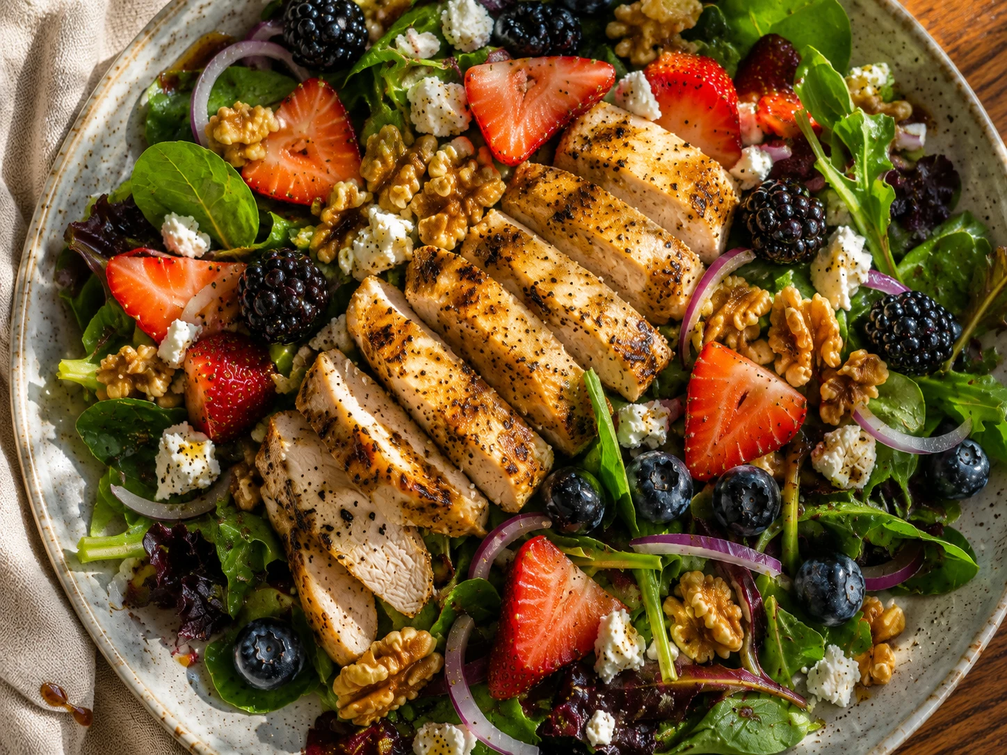 Chicken Berry Walnut Salad preparation