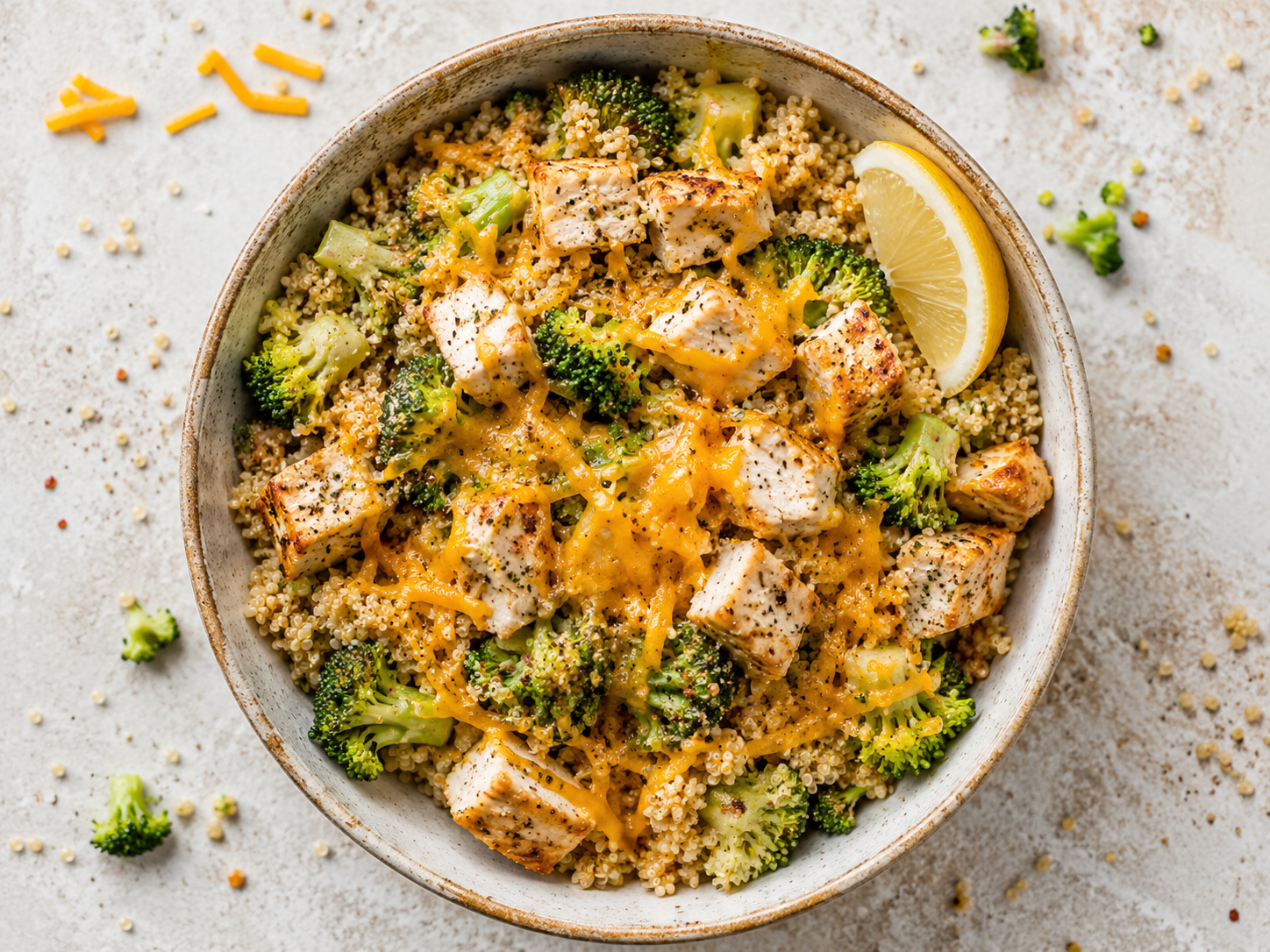 Chicken Broccoli Cheddar Quinoa Bowl