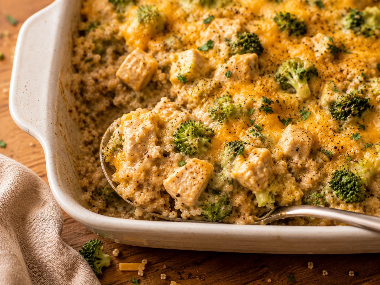 Chicken Broccoli Quinoa Casserole close up