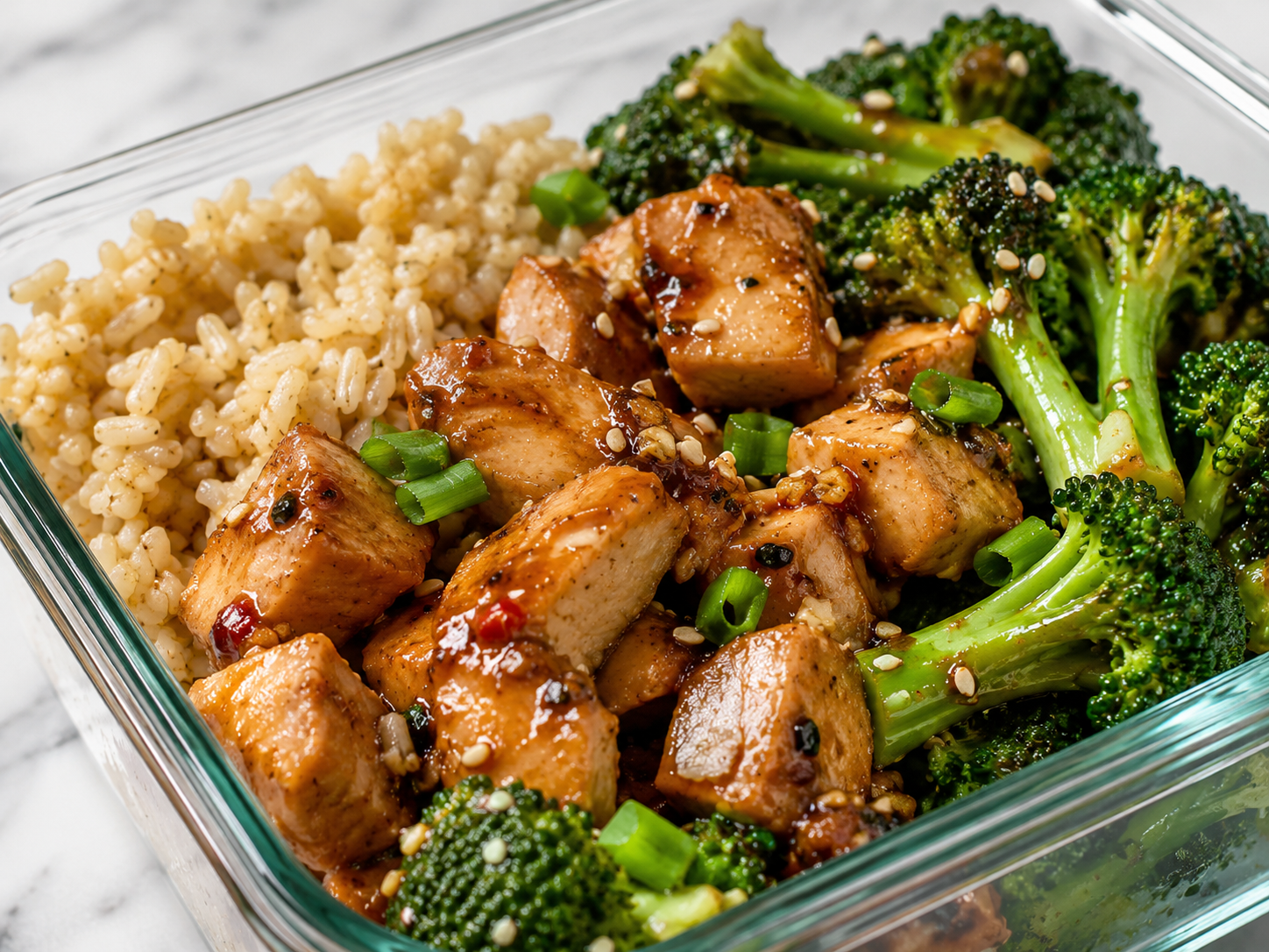 Chicken Broccoli Rice Meal Prep close up