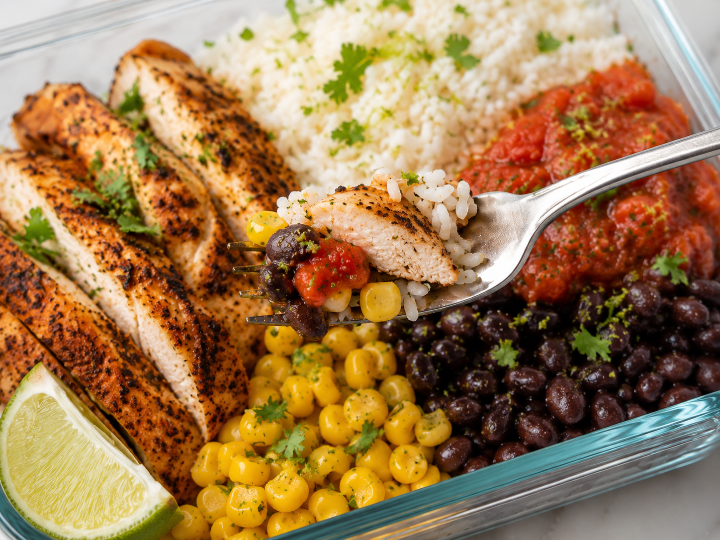 Chicken Burrito Meal Prep Boxes close up