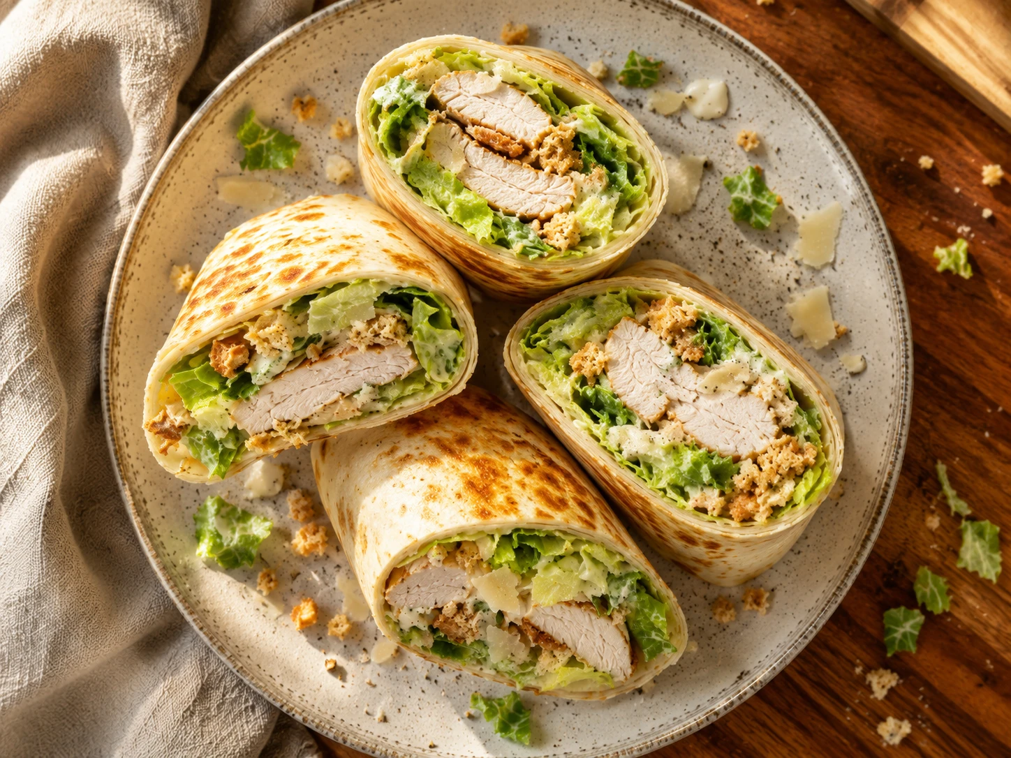Chicken Caesar Protein Wrap preparation