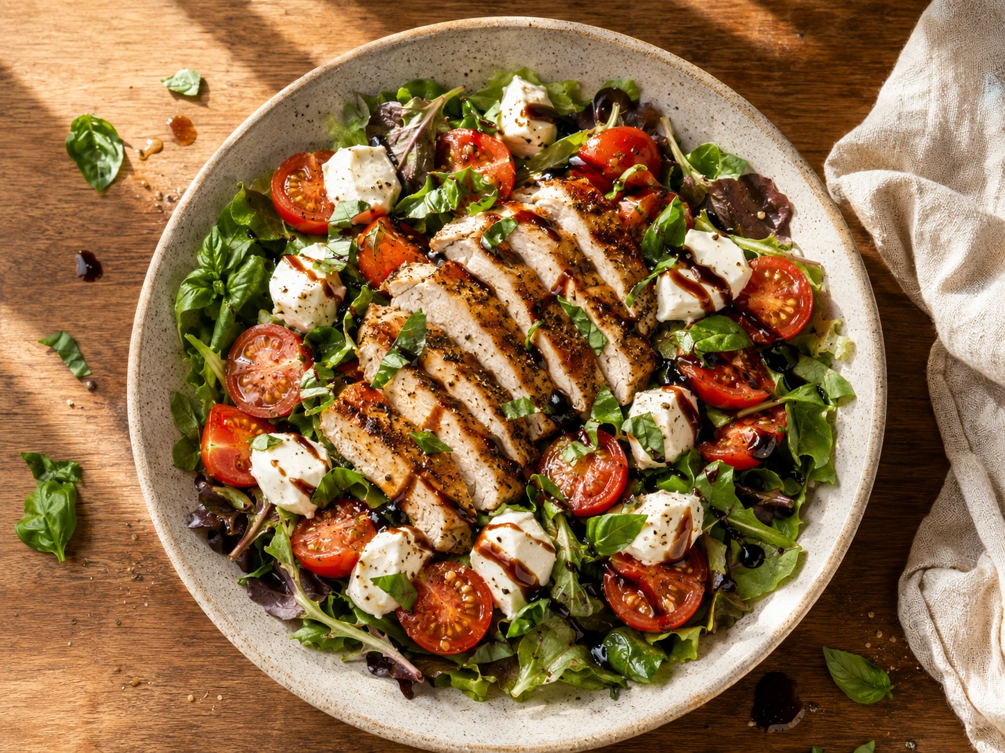 Chicken Caprese Protein Bowl aerial view