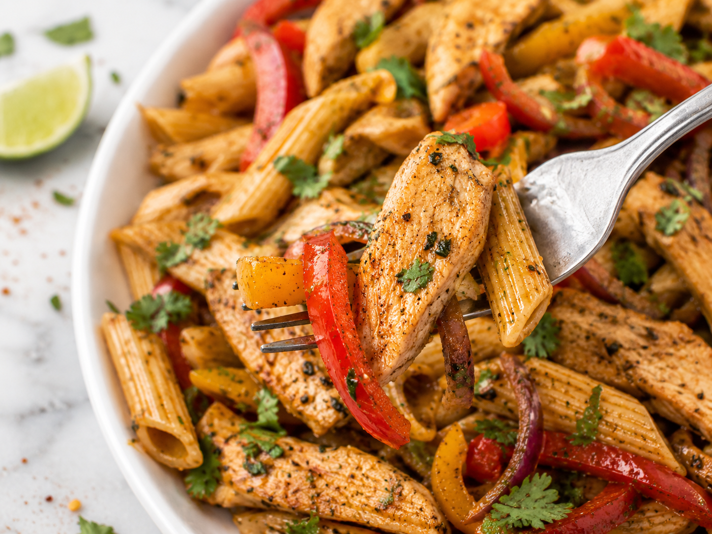 Chicken Fajita Protein Pasta close up