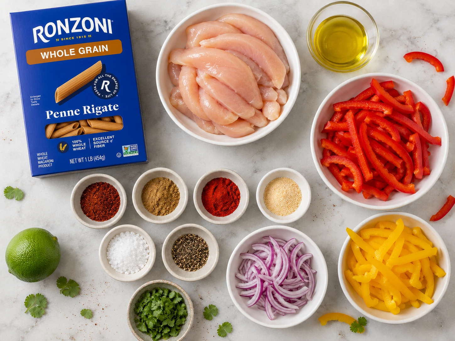 Chicken Fajita Protein Pasta preparation