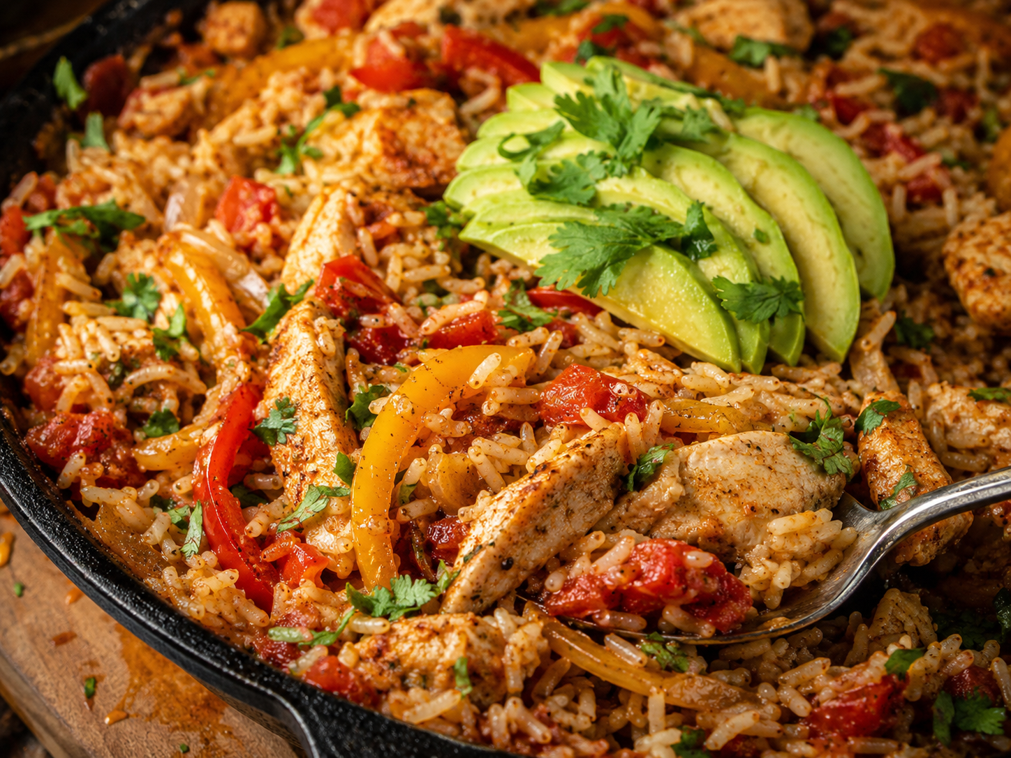 Chicken Fajita Rice Skillet close up