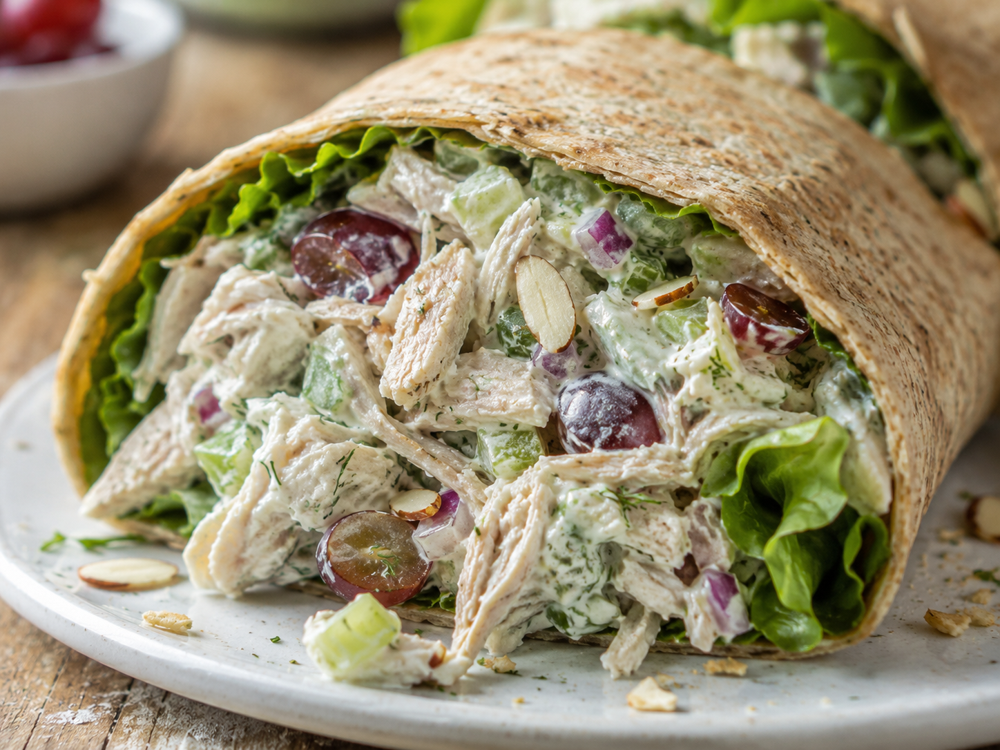 Chicken Greek Yogurt Salad Wrap close up